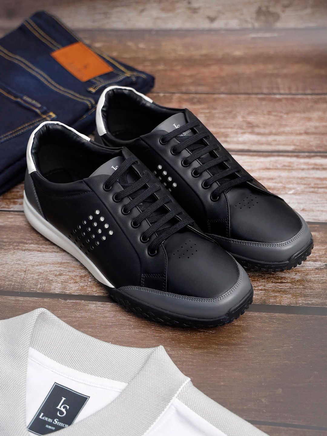 LOUIS STITCH Men's Casual Side Punch Sneakers