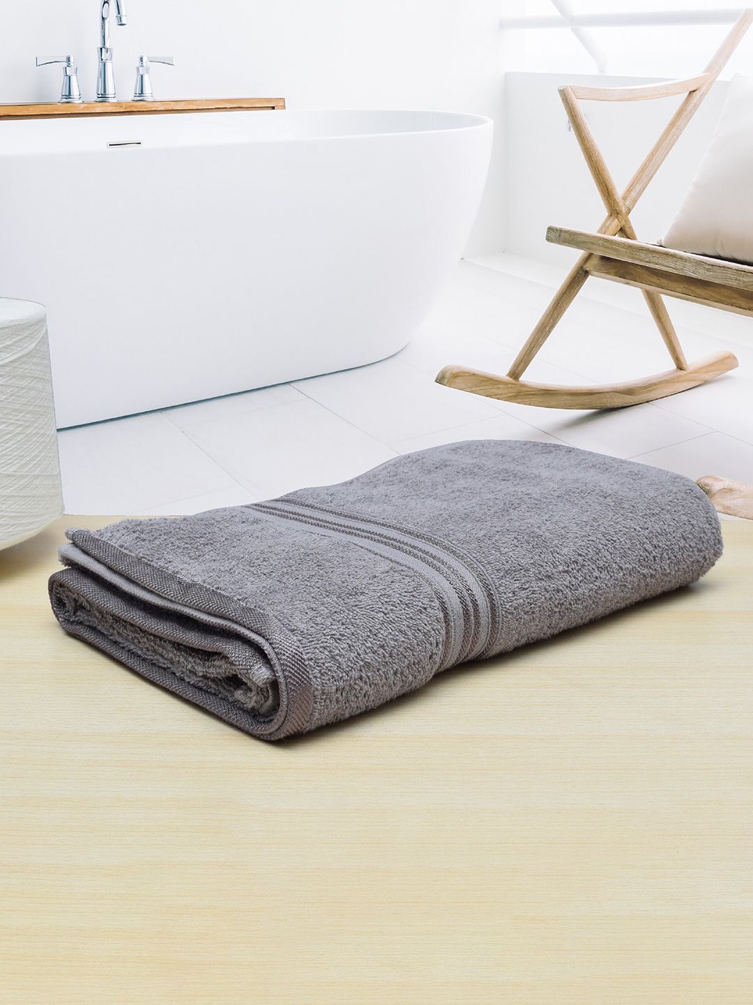 Aura Super Comfy Grey Cotton Bath Towels 400 GSM