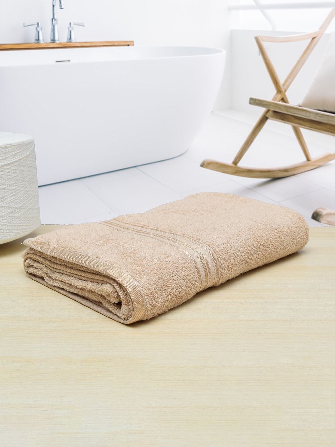 Aura Super Comfy Beige Cotton Bath Towels 400 GSM