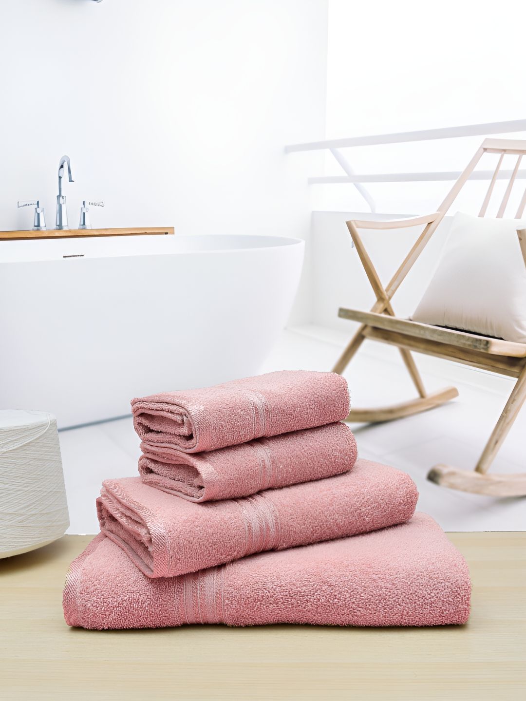 Aura Peach  4Pcs Cotton 400 GSM Towel Set