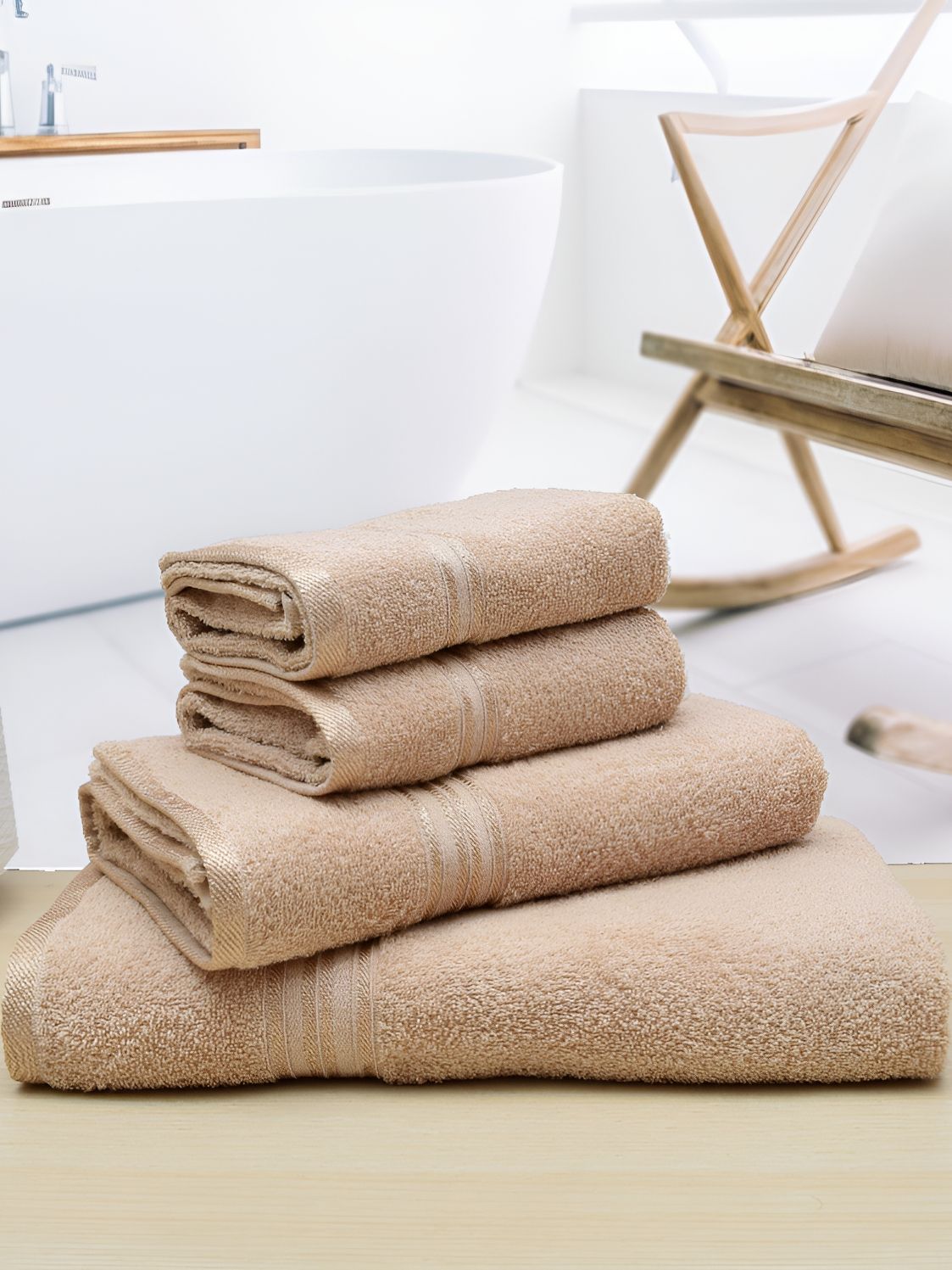 Aura Beige 4Pcs Cotton 400 GSM Towel Set