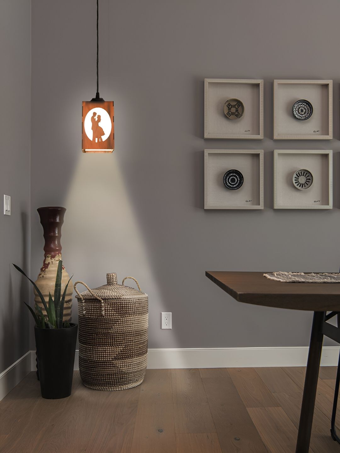Gojeeva Brown 2 Pieces Wooden 10 Watts Traditional Ceiling Lamp