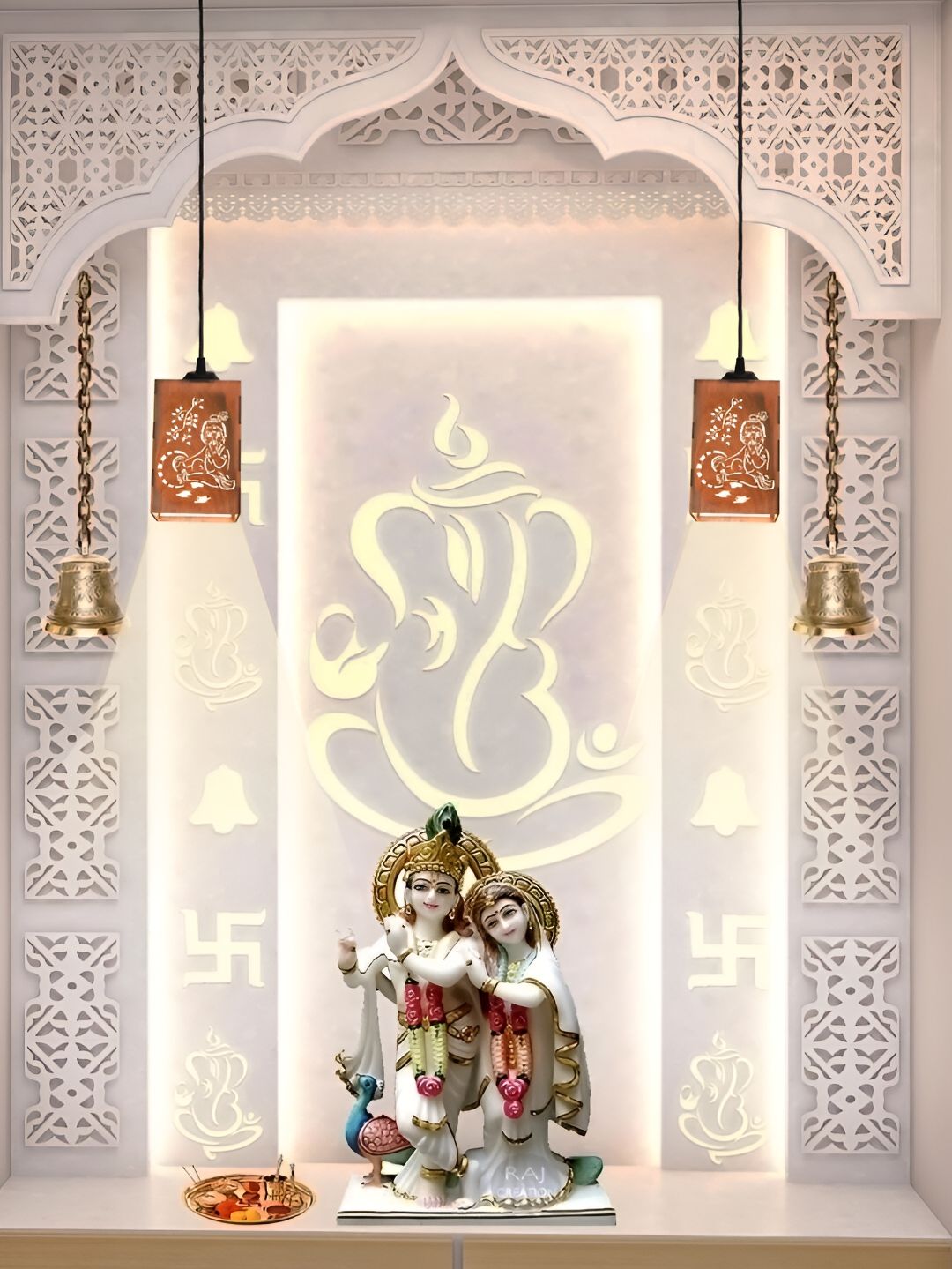 Gojeeva Brown 2 Pieces Wooden 10 Watts Traditional Ceiling Lamp