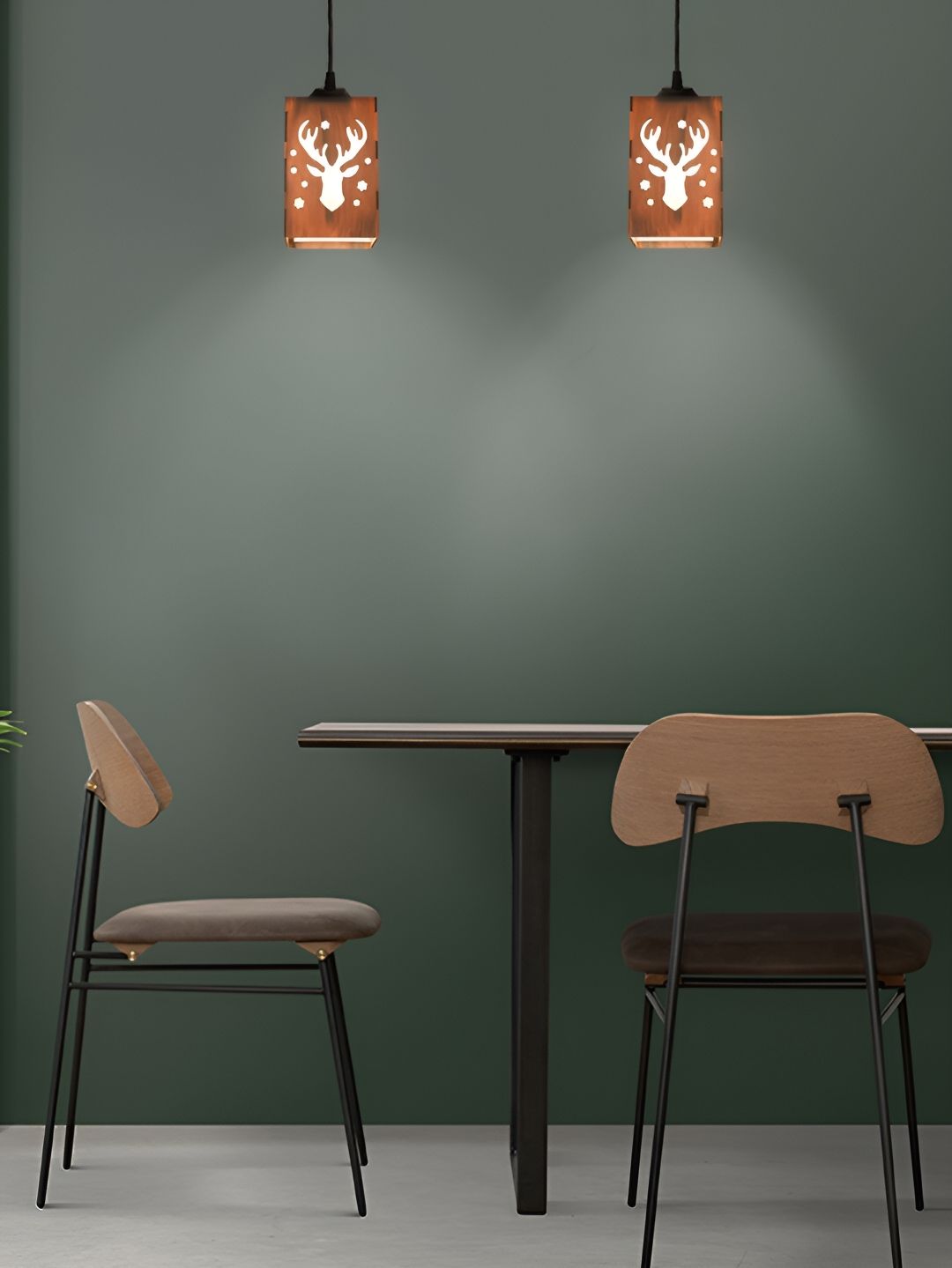 Gojeeva Brown & White 2 Pcs Wooden 10 Watts Rectangular Contemporary Ceiling Lamps