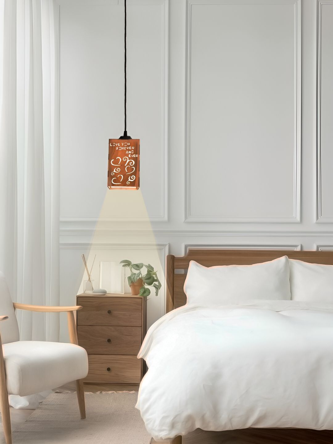 Gojeeva Brown and White 2 Pieces Wooden 10 Watts Rectangular Contemporary Ceiling Lamps