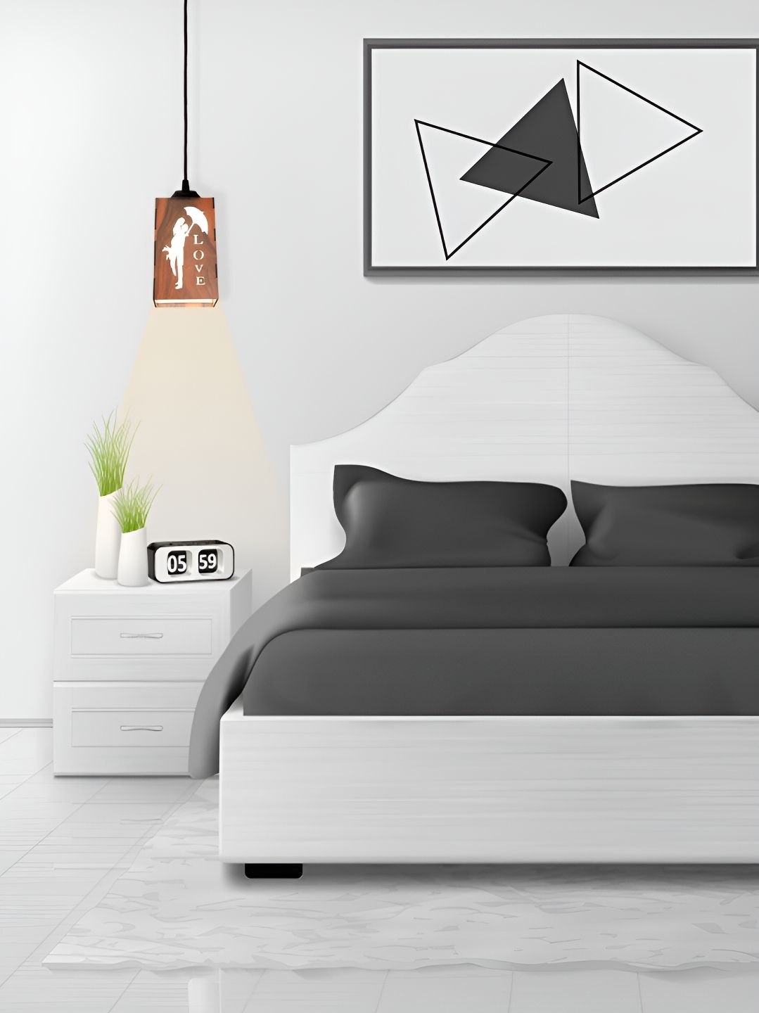Gojeeva Brown & White 2 Pieces Textured Contemporary Ceiling Lamps