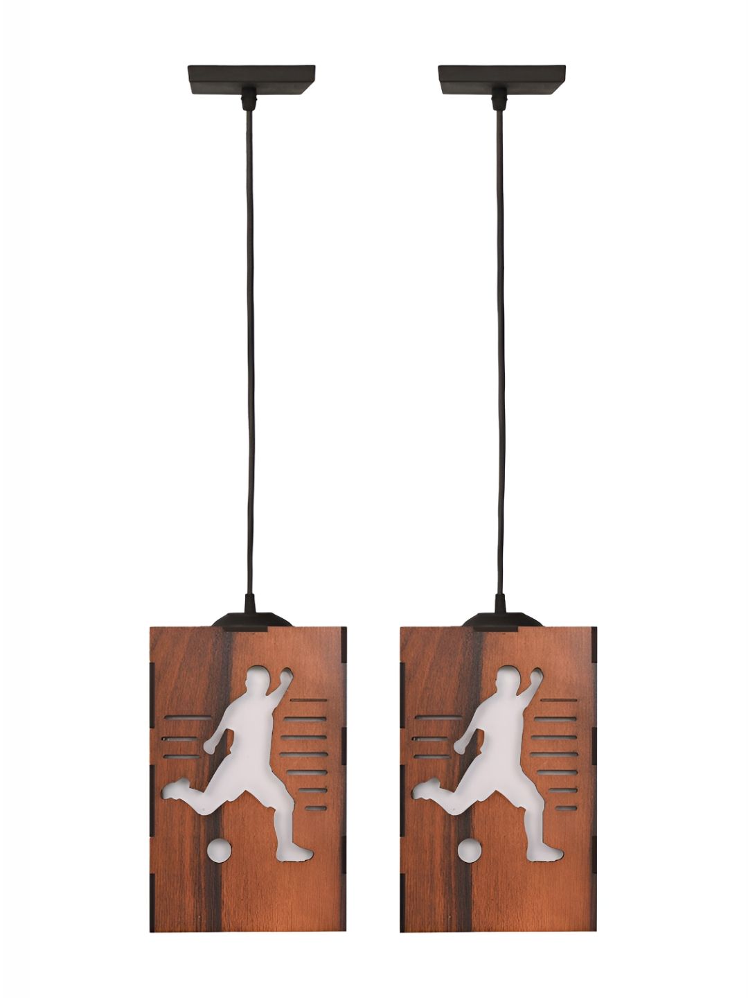 Gojeeva Brown Rectangle Textured Wooden Contemporary Ceiling Lamp