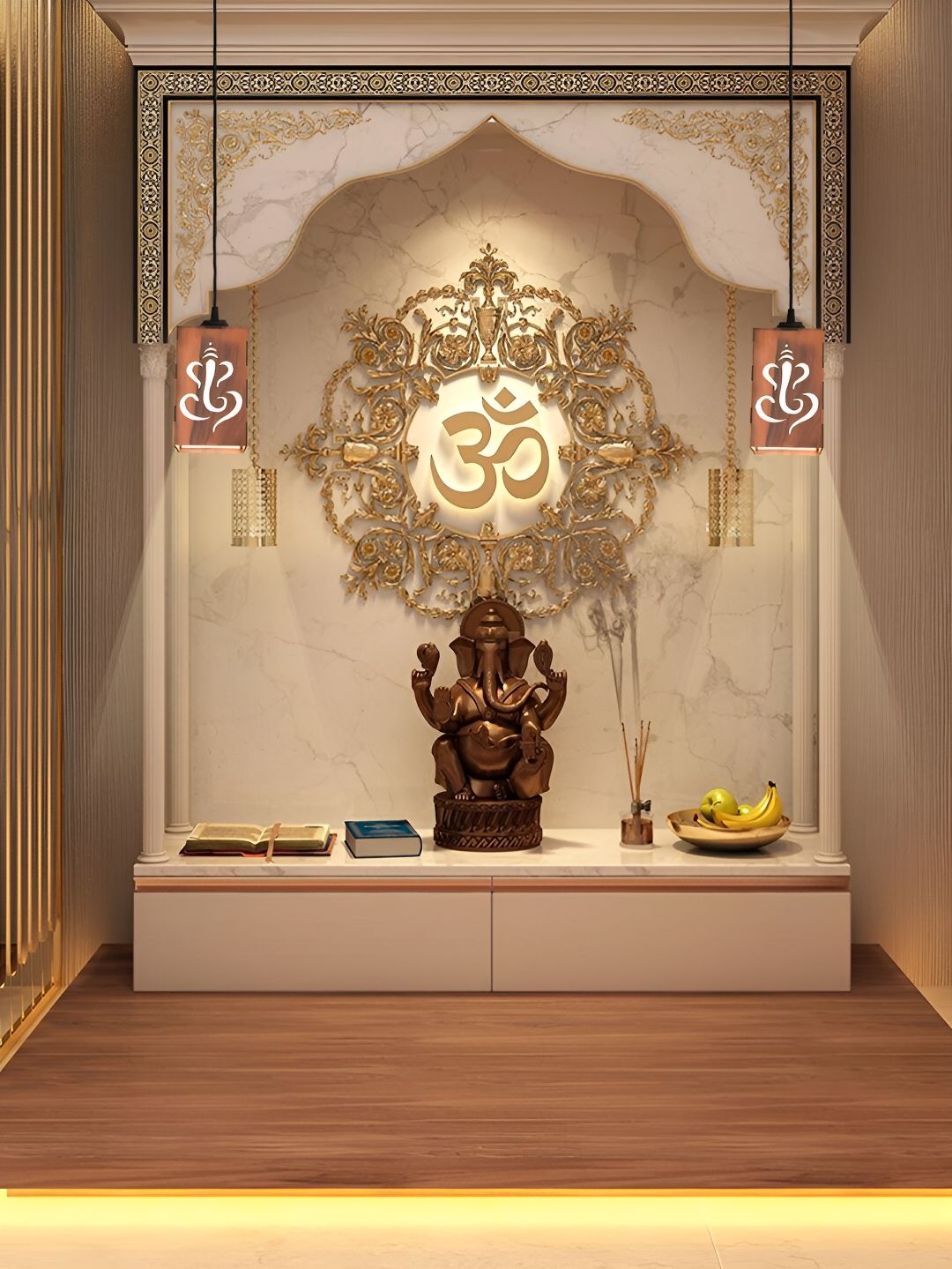 Gojeeva Brown 2 Pieces Textured Traditional Ceiling Lamp With Adjustable Cord
