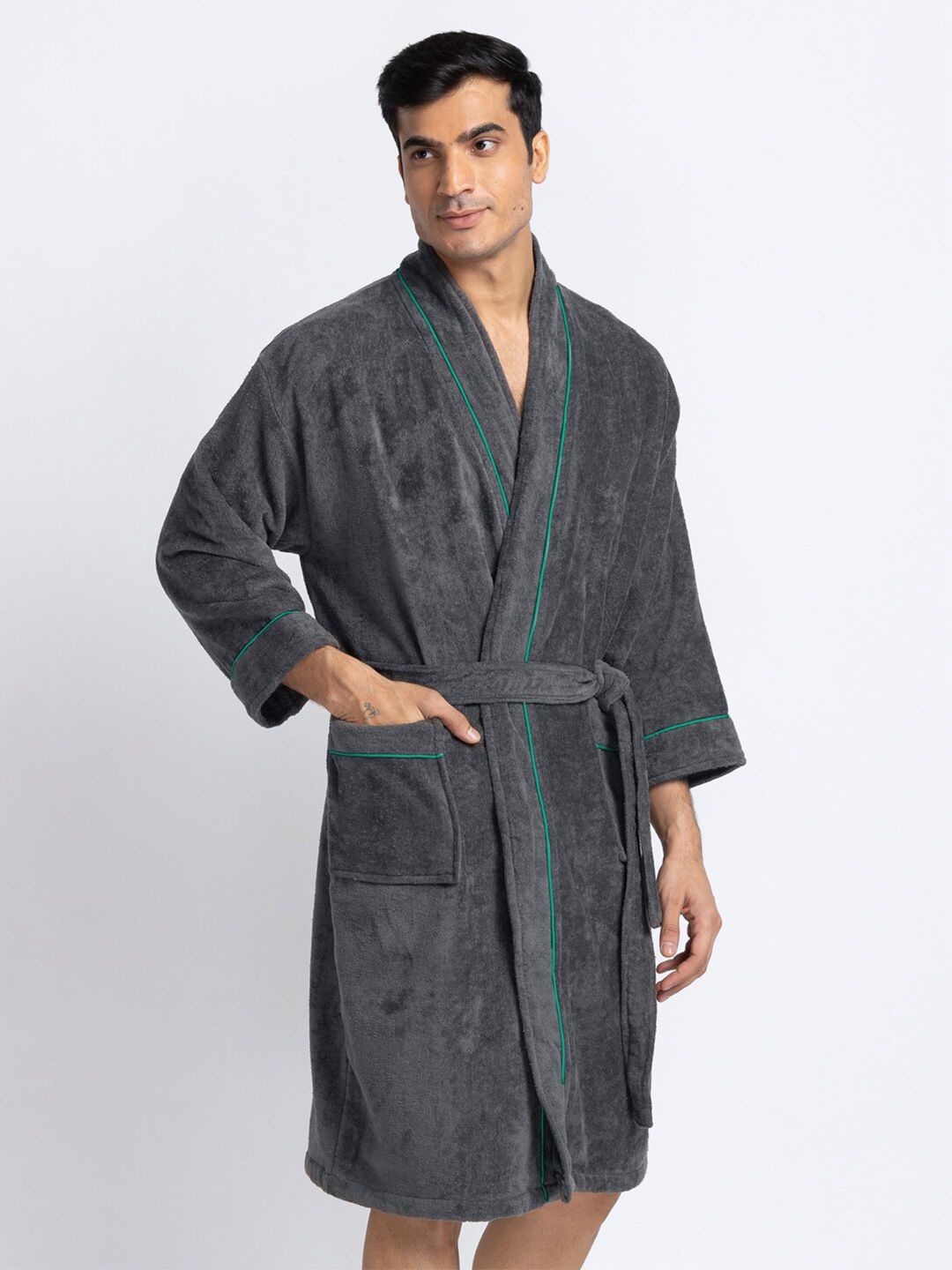 BIANCA Grey Micro Terry Ultra Soft Bath Robe