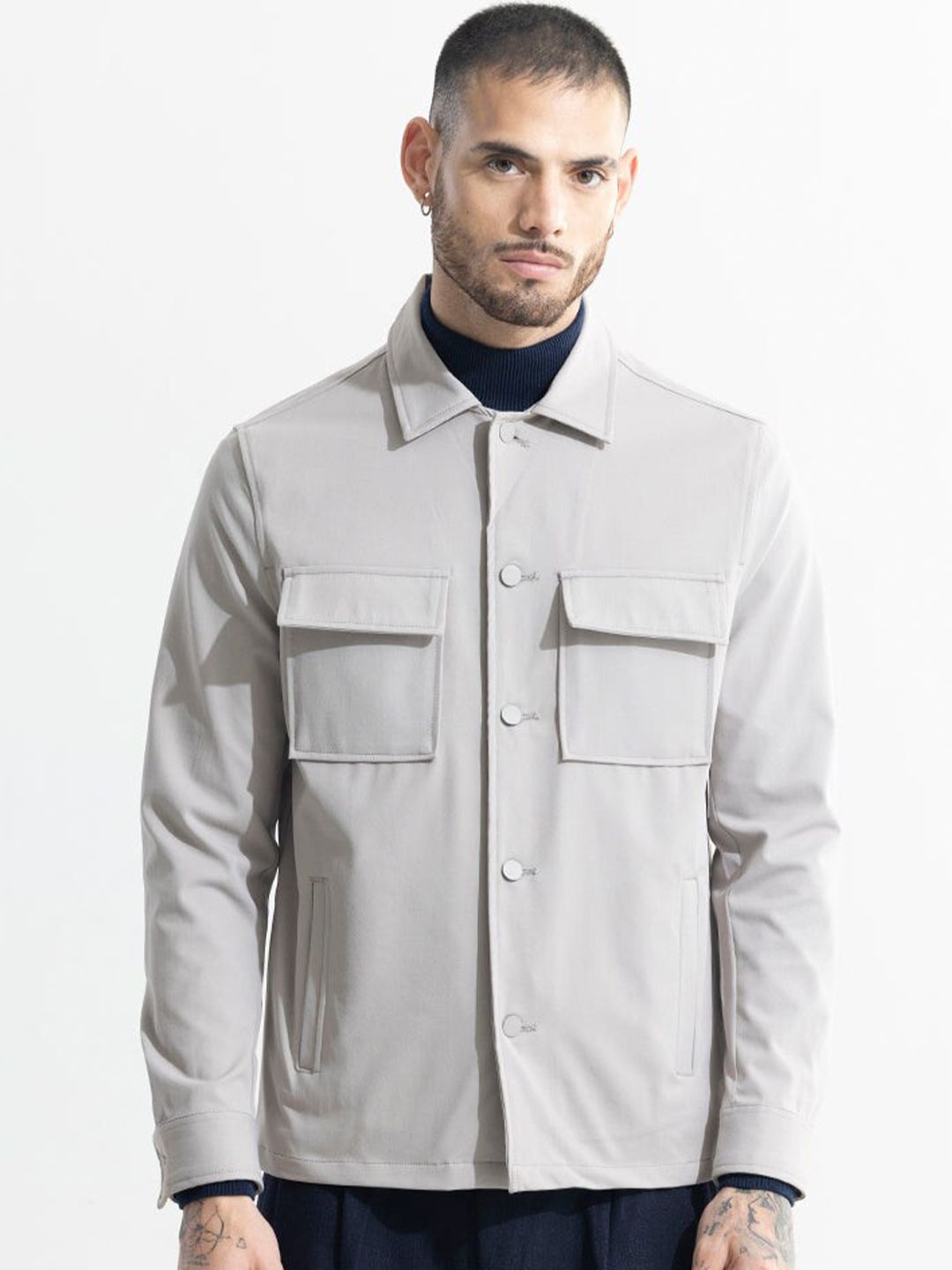 Snitch Grey Pure Cotton Tailored Jacket
