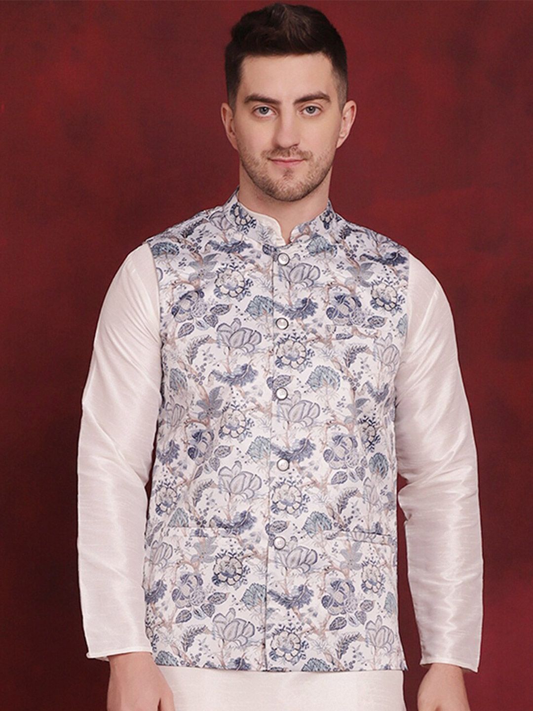 Jompers Floral Printed Nehru Jacket
