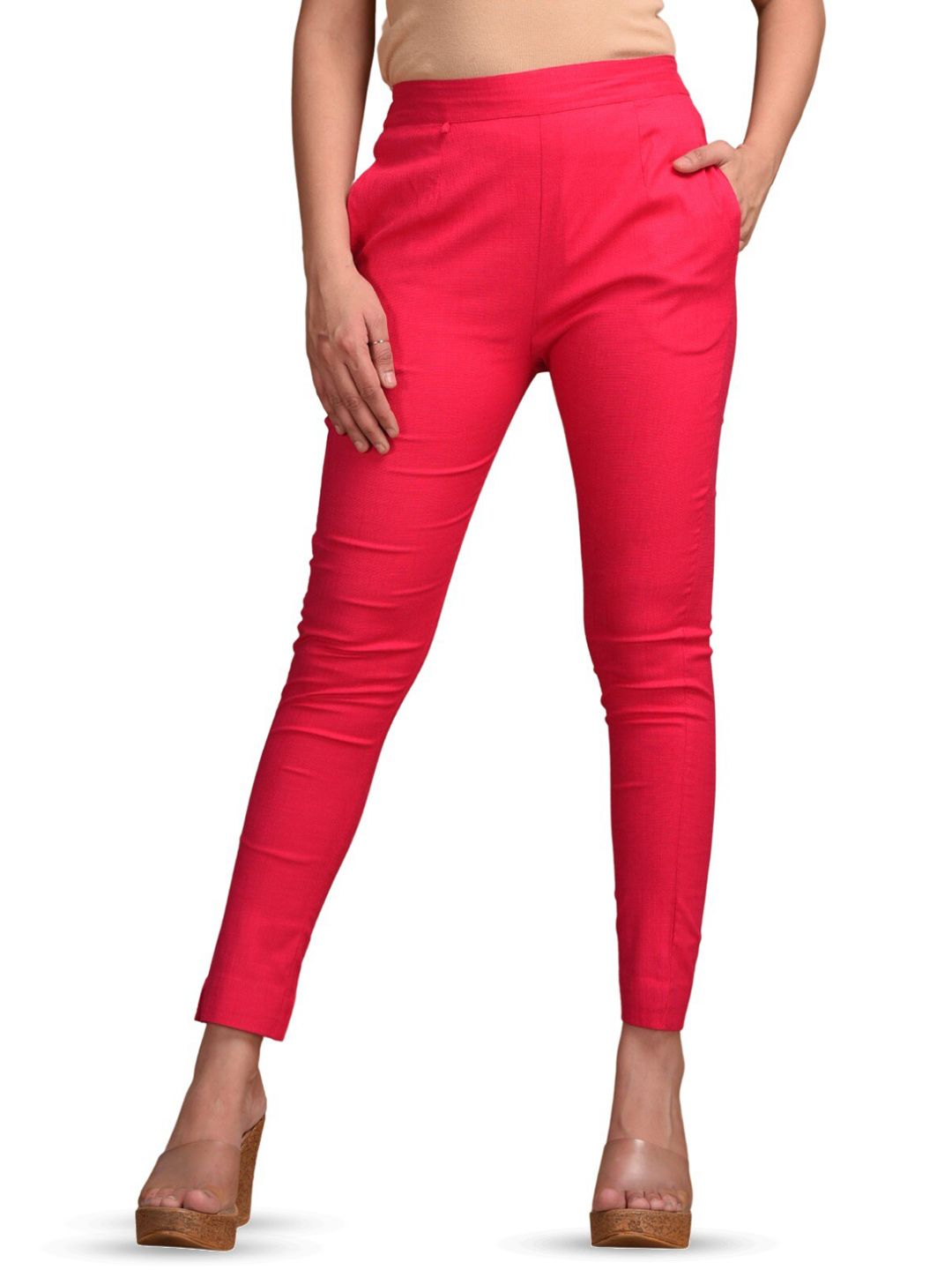 BAESD Women Pink Easy Wash Trousers