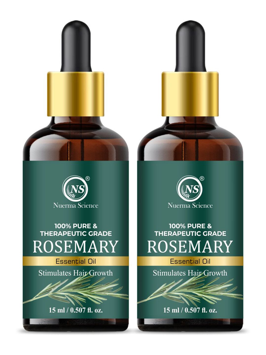 Nuerma Science 2-Pcs Rosemary Essential Oil For Hair Growth - 15ml Each
