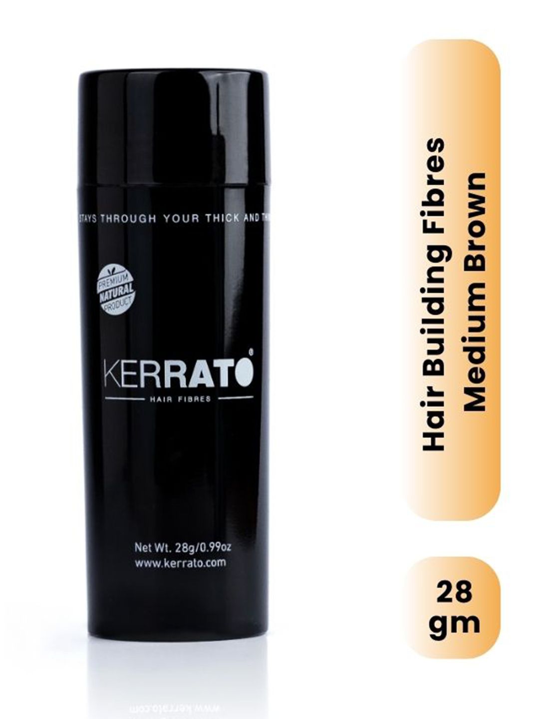 KERRATO HAIR FIBRES Natural Hair Building Fibers For Thin Hair - 28g - Medium Brown