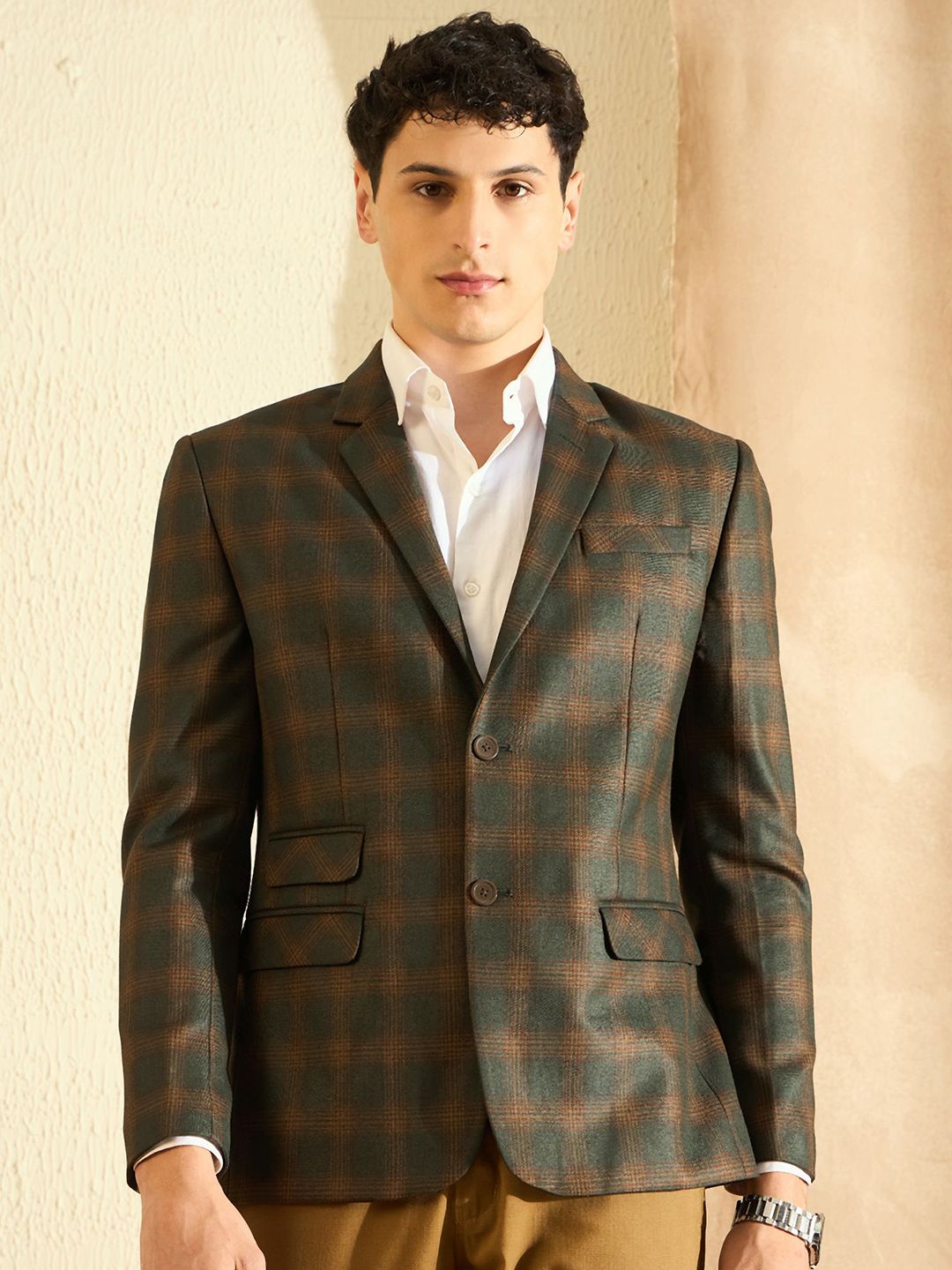 DENNISON Checked Single-Breasted Blazer