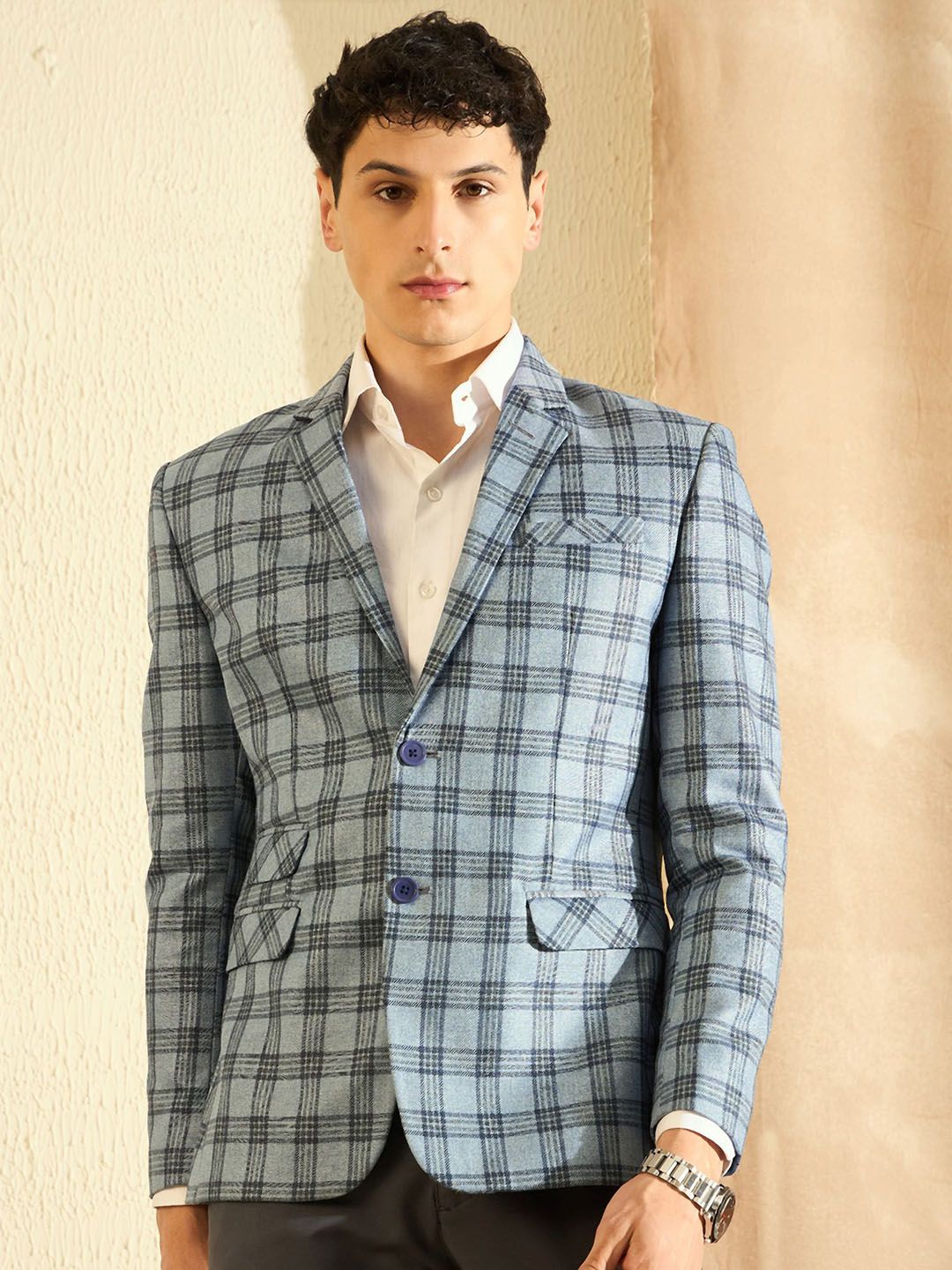 DENNISON Checked Single Breasted Blazer