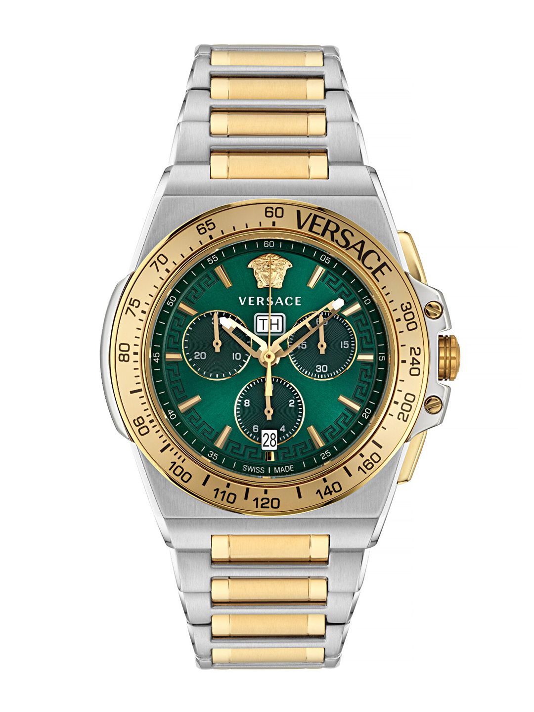 Buy Versace Men Textured Dial & Stainless Steel Straps Chronograph