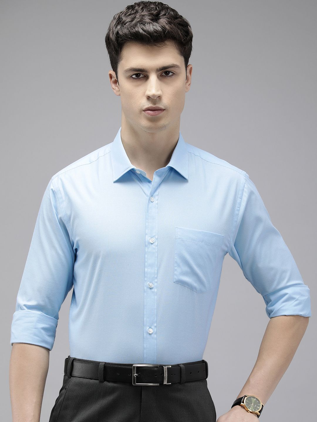Park Avenue Slim Fit Micro Checked Formal Shirt