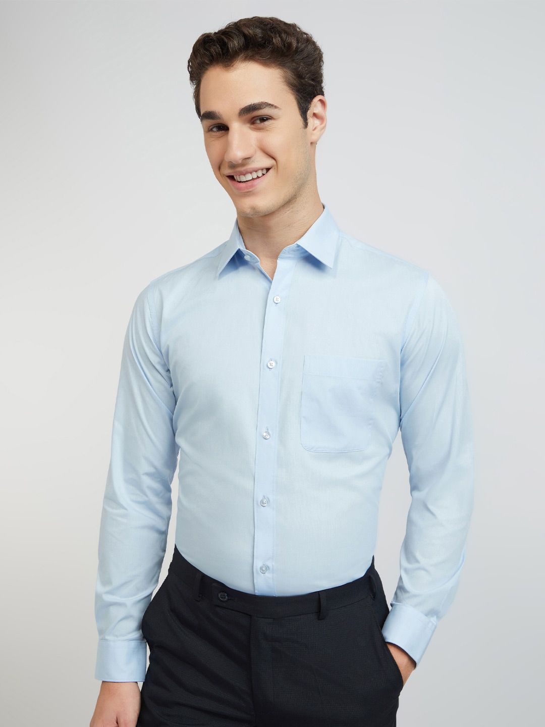 Raymond Solid Slim Fit Pure Cotton Formal Shirt