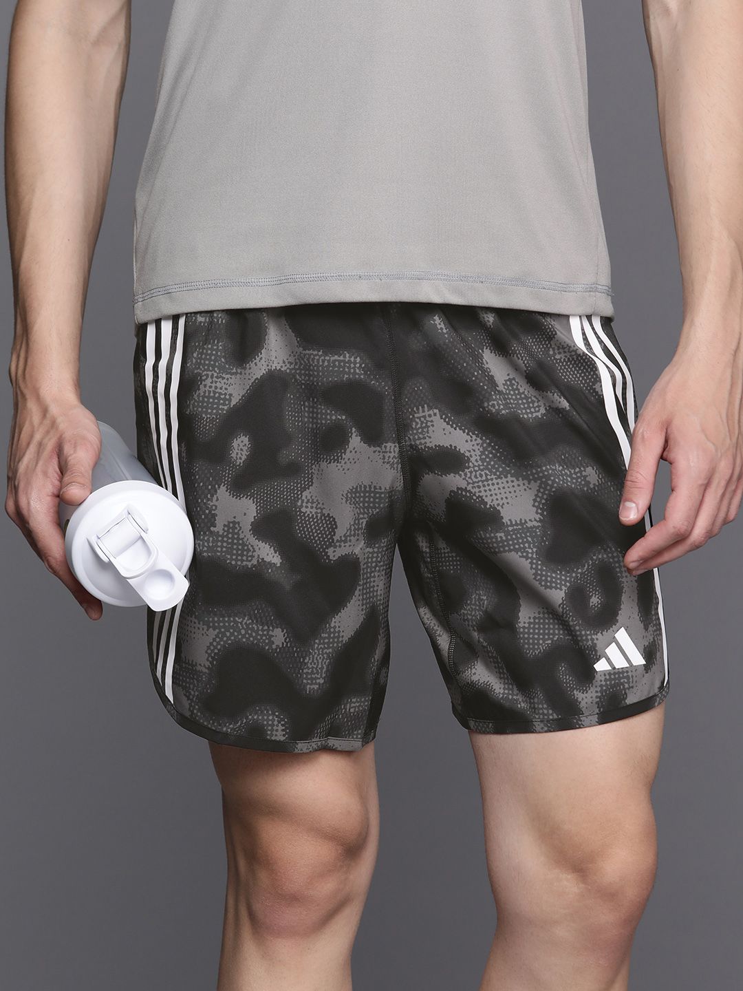 ADIDAS Men Own The Run 3-stripes Allover Print Shorts