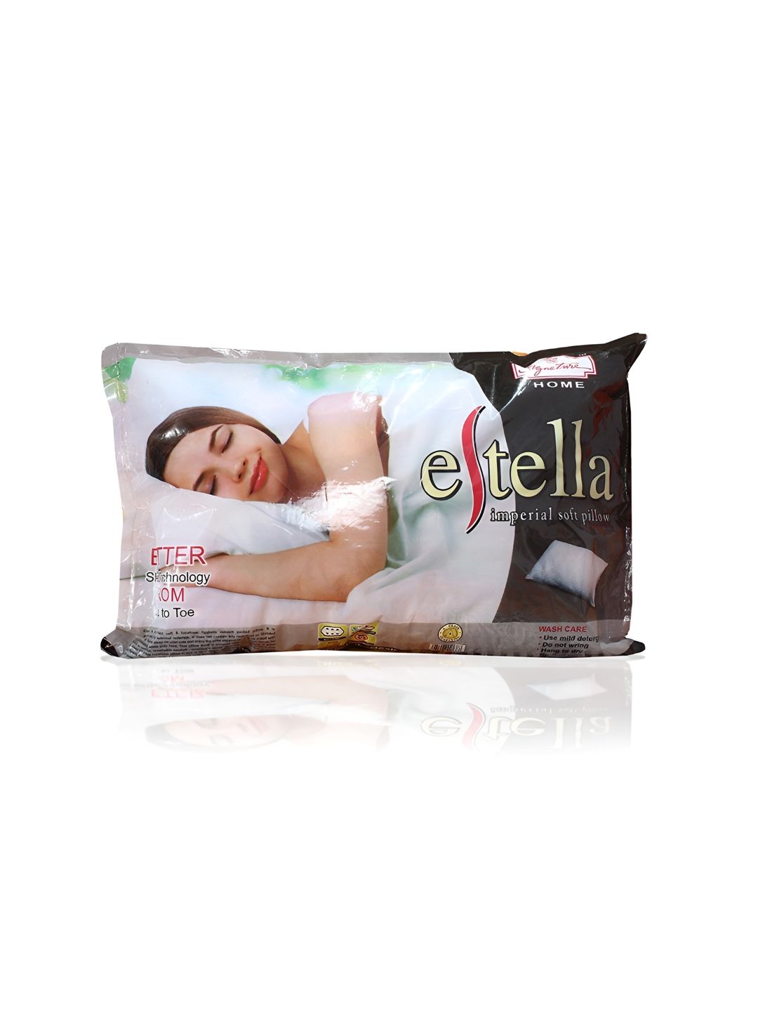Signature Off White Graphic Cotton Lightweight Medium Fibre Sleep Pillow-46 x 69 cm
