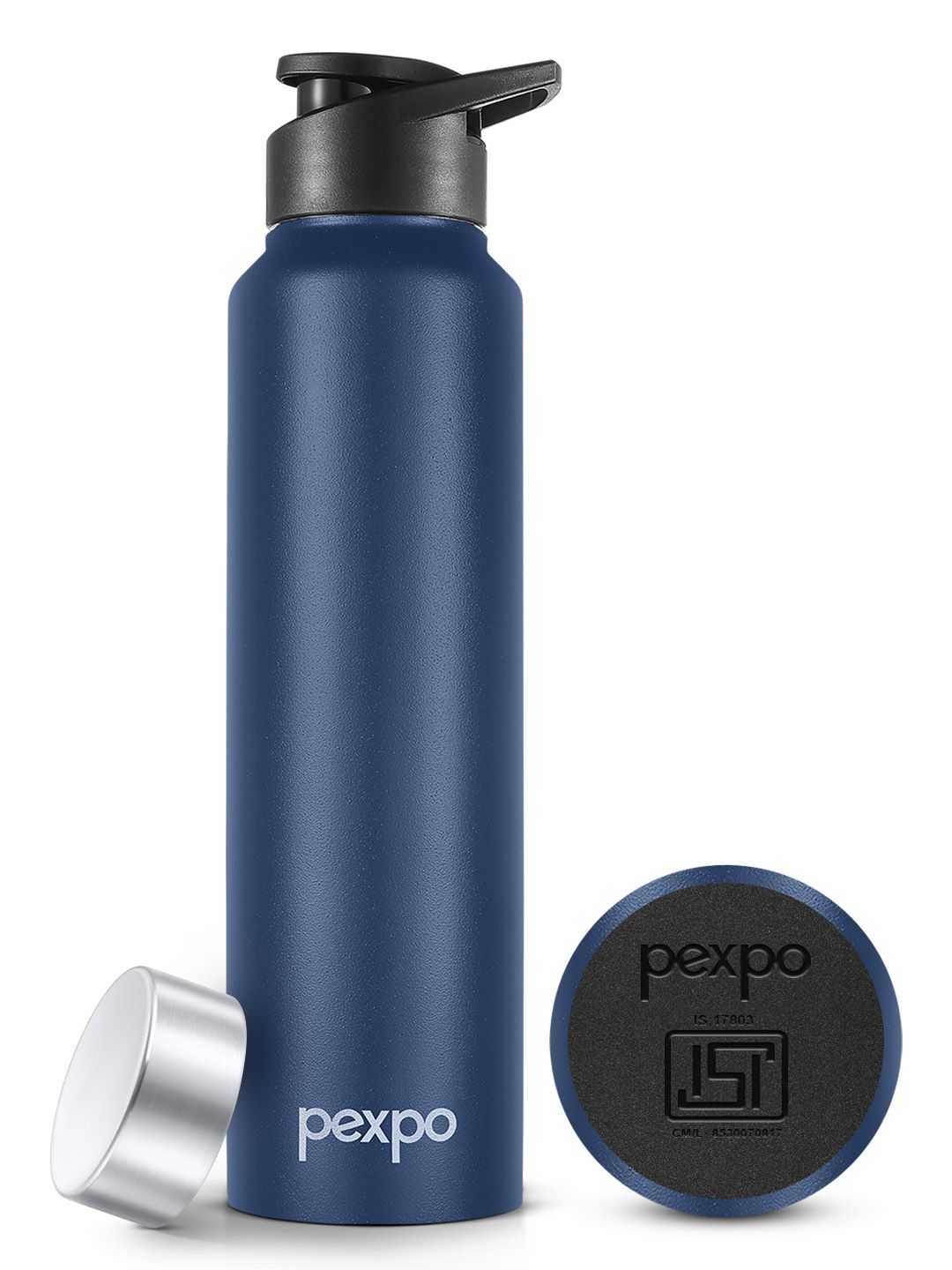 Pexpo Chromo - Xtreme Navy Blue Solid Stainless Steel Spill Proof Sipper - 1L