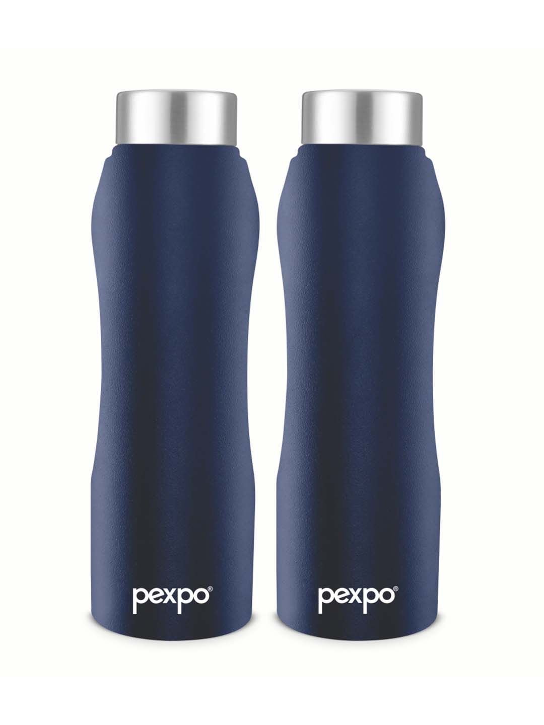 Pexpo Bistro-Xtreme Navy Blue Stainless Steel Single Wall Vacuum 2 Piece Water Bottle - 1L