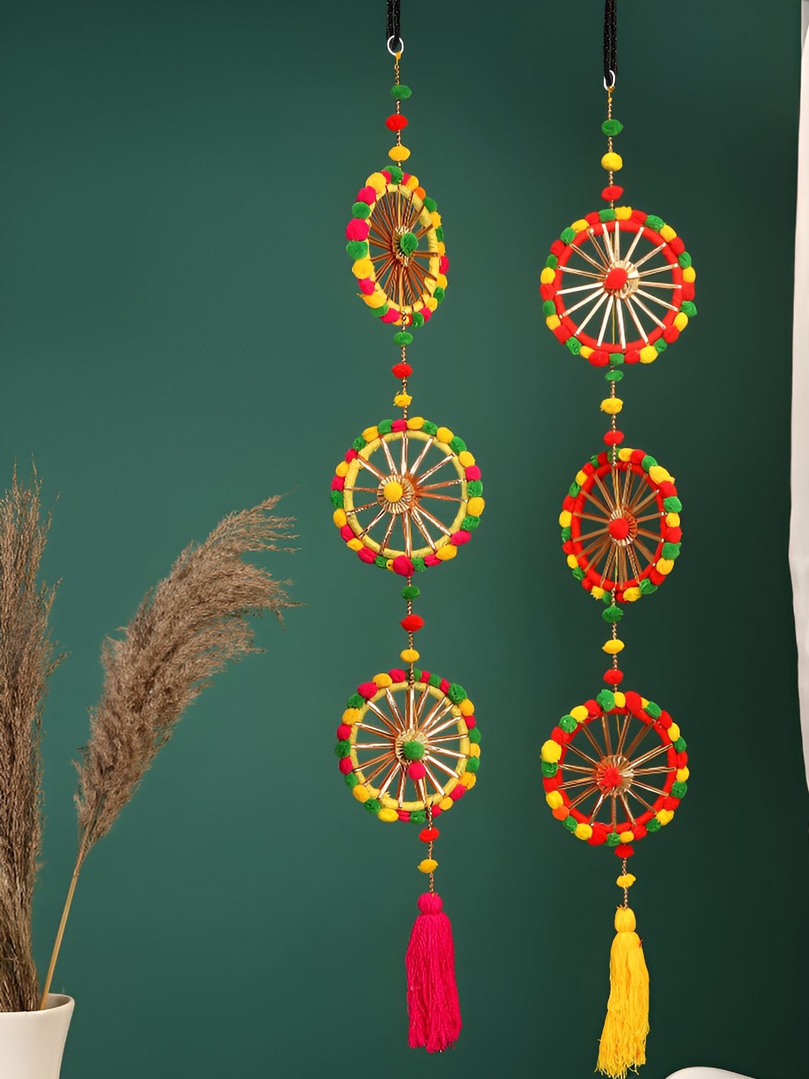 Akaar Fabric Tasselled Hall 2Pcs Wall Hangings-6In