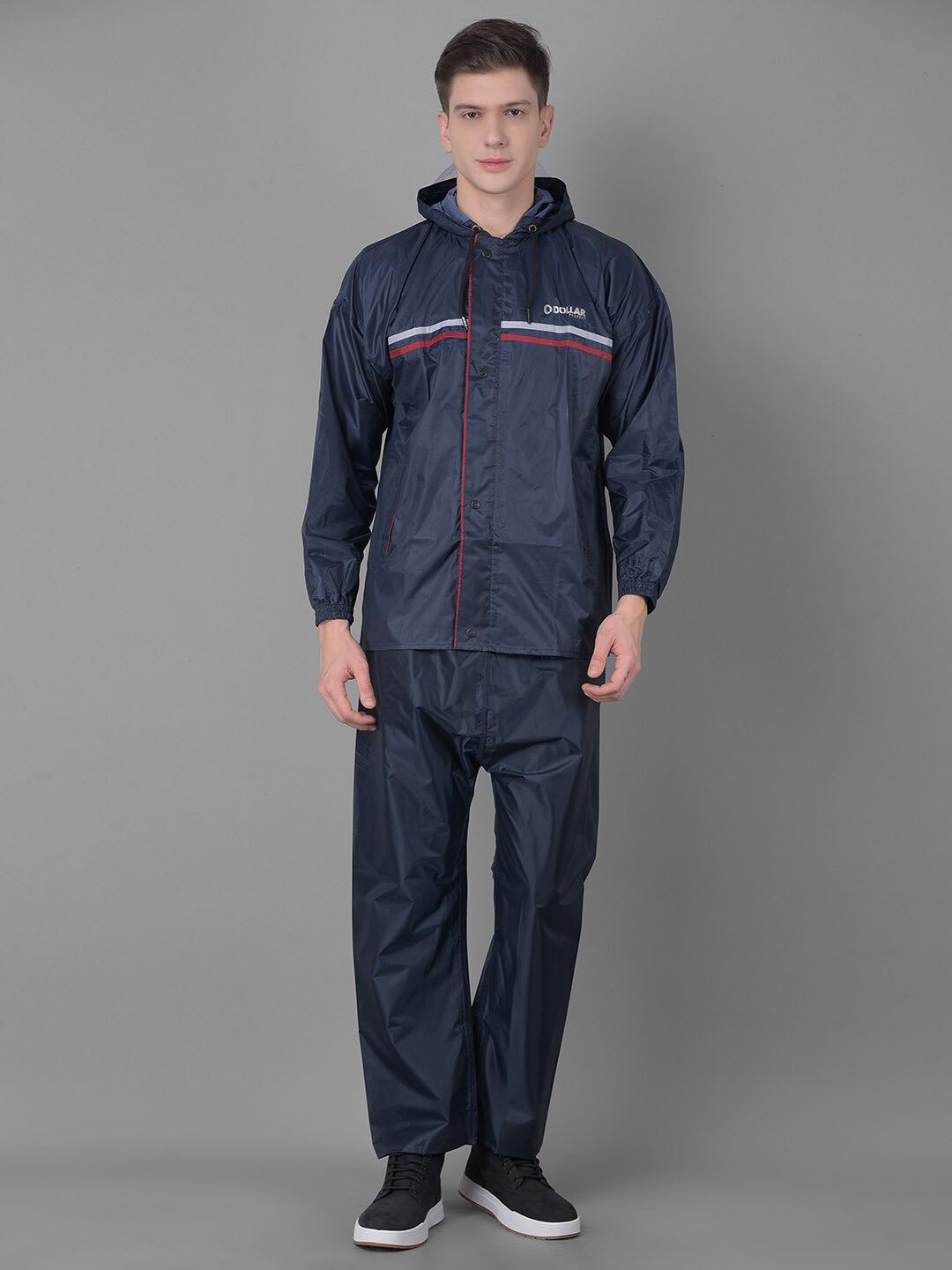 Dollar Long Sleeves Adjustable Hood Rain Jacket