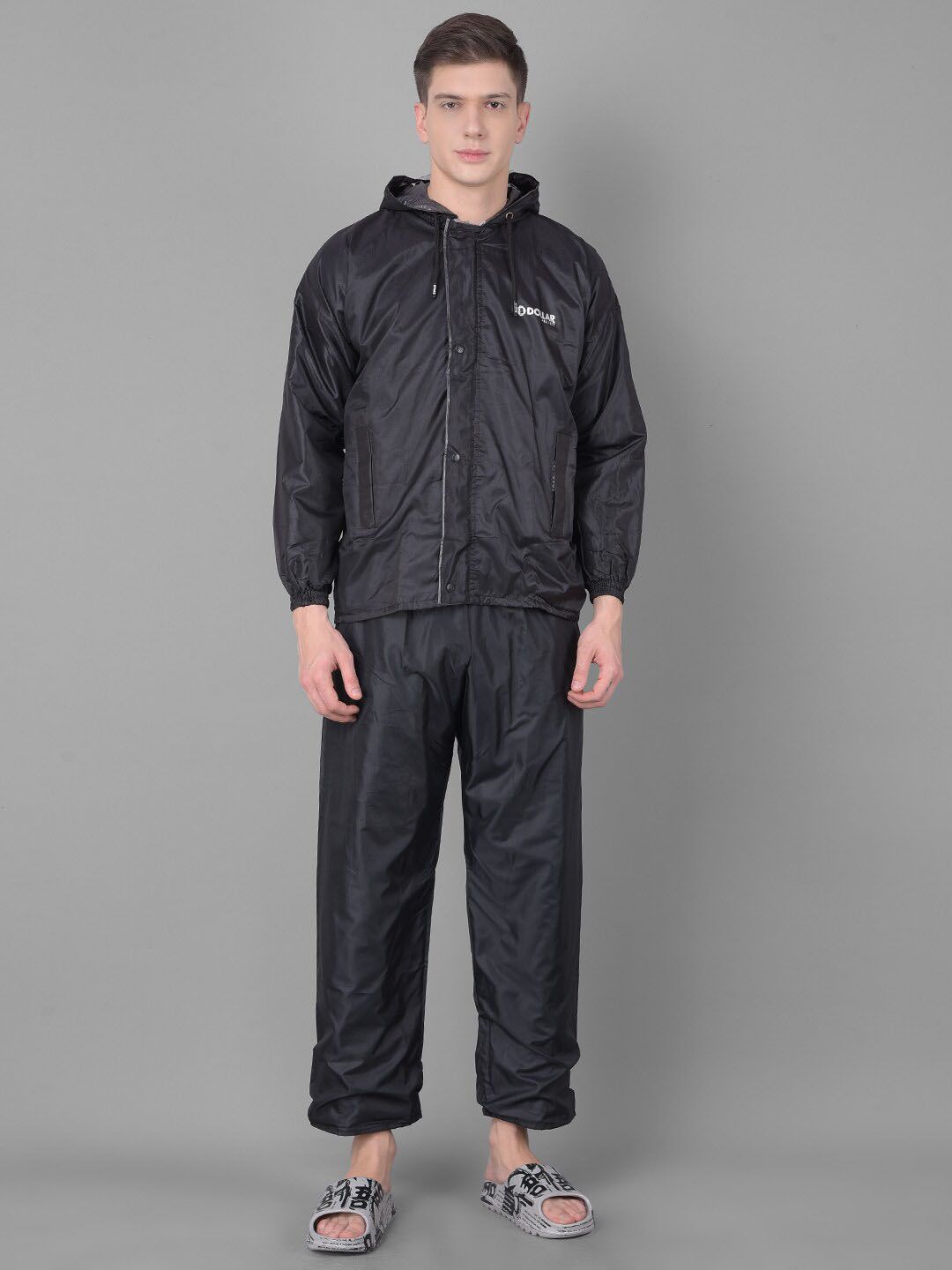 Dollar Long Sleeves Adjustable Hood Rain Jacket