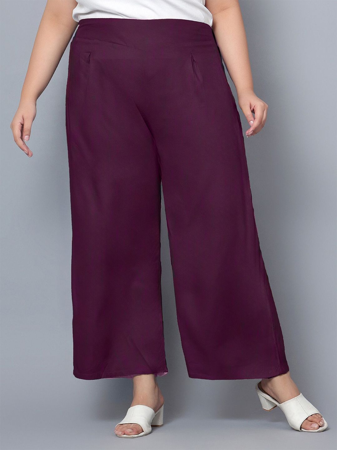 Indietoga Women Purple Comfort Easy Wash Trousers