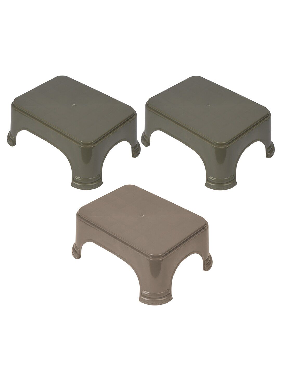Kuber Industries Green & Brown 3 Pieces Step Stool