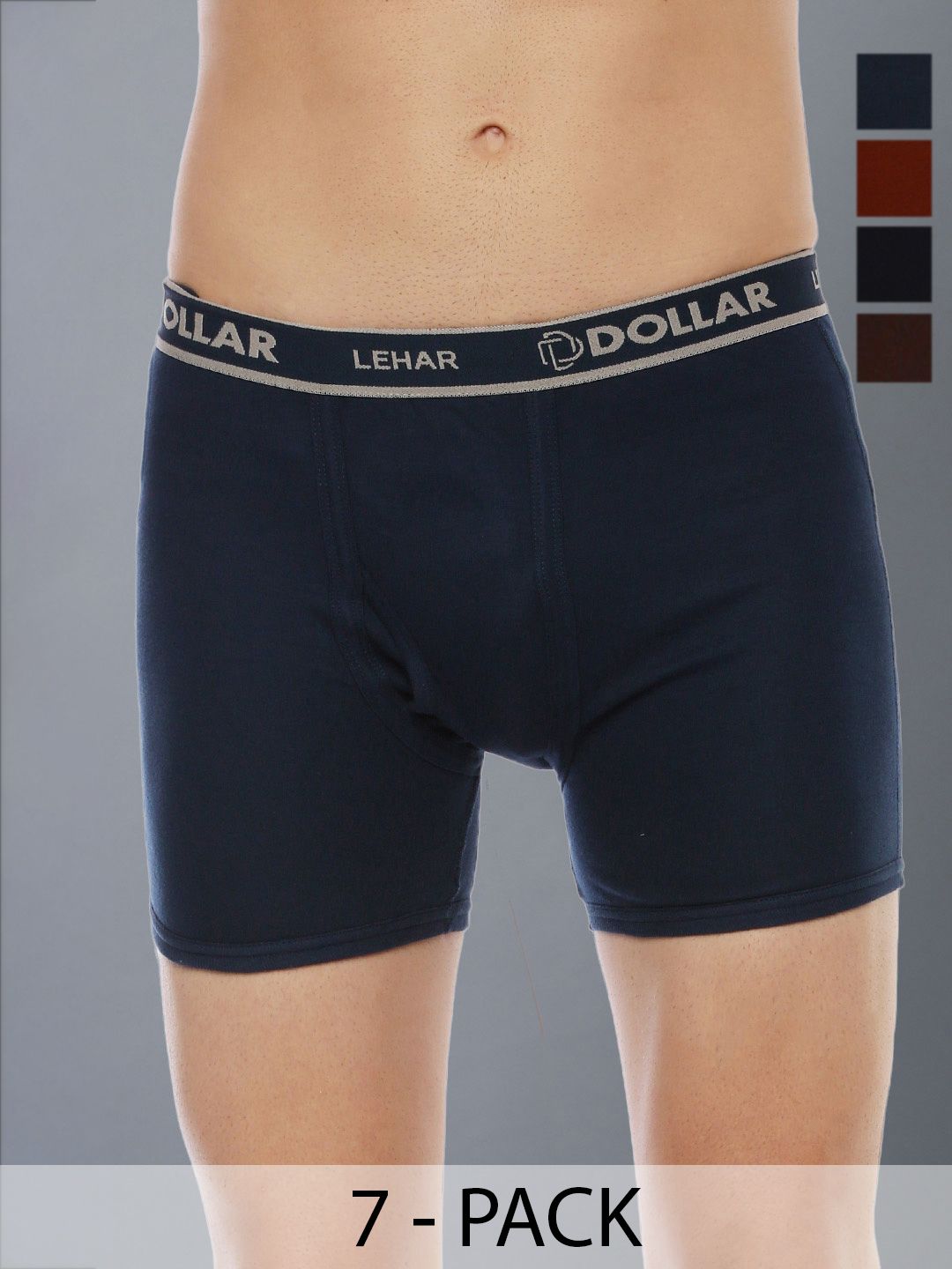 Dollar Lehar Mens Combed Cotton Trunk - Pack of 7 - Assorted
