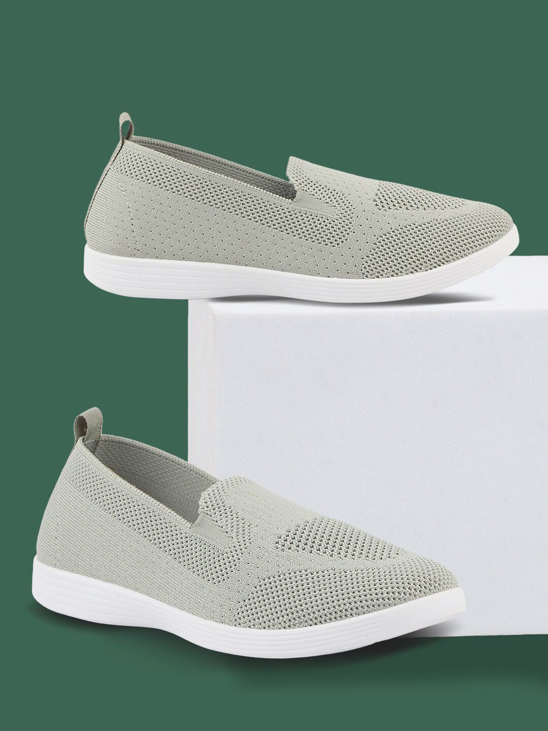 WELCOME Women Textured Mesh Slip-On Sneakers