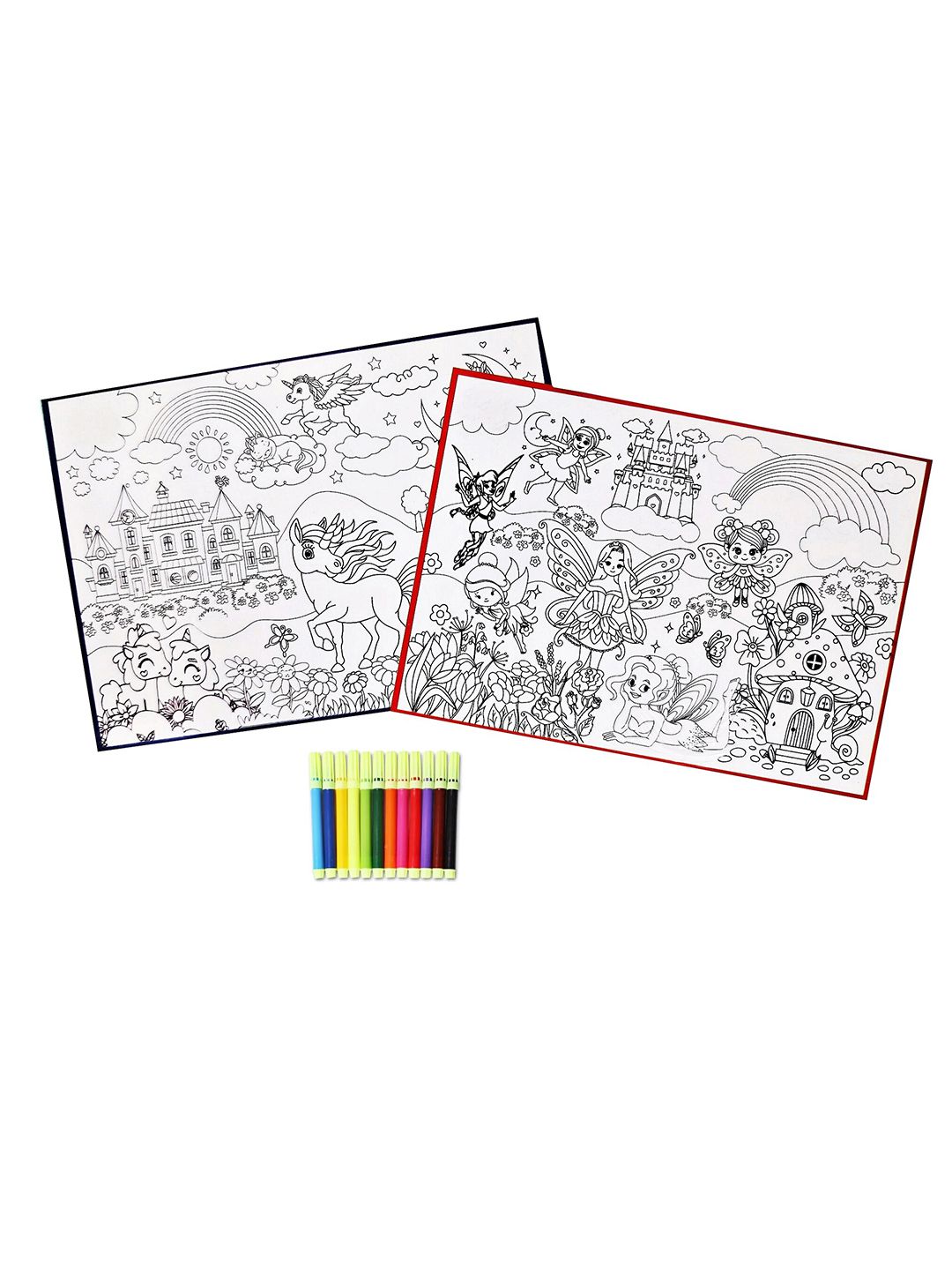 MUREN Kids 2 Pieces Washables Coloring Mat With 12 Pieces Sketch Pen