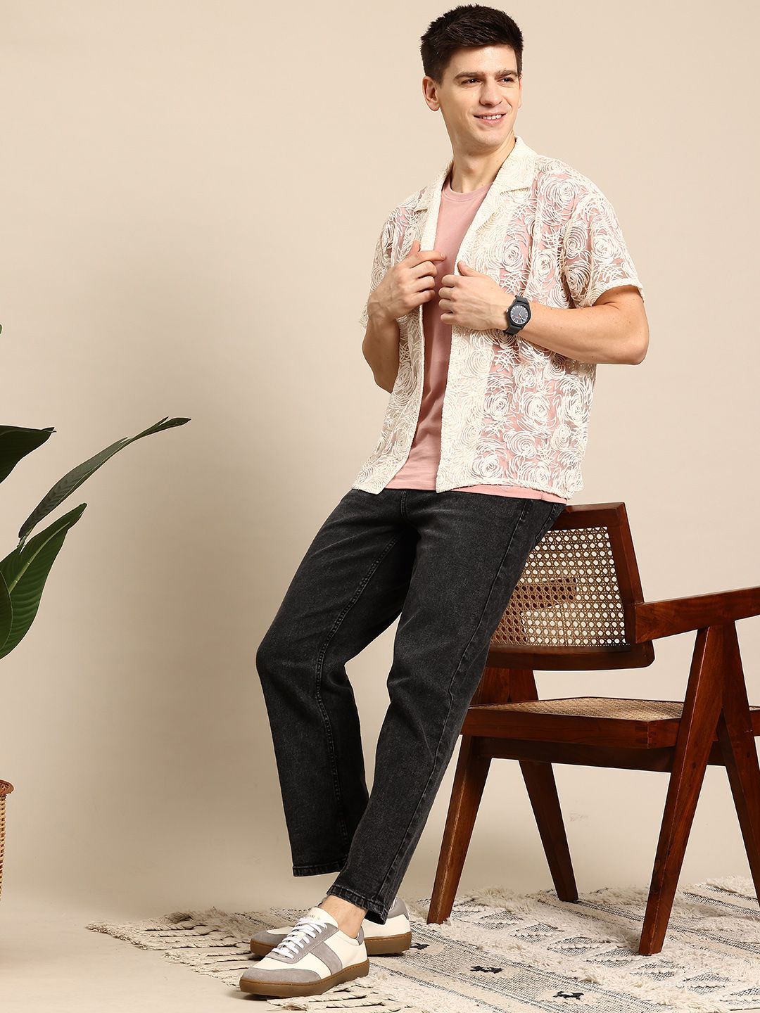 Mast & Harbour Men Straight Fit Light Fade Stretchable Jeans