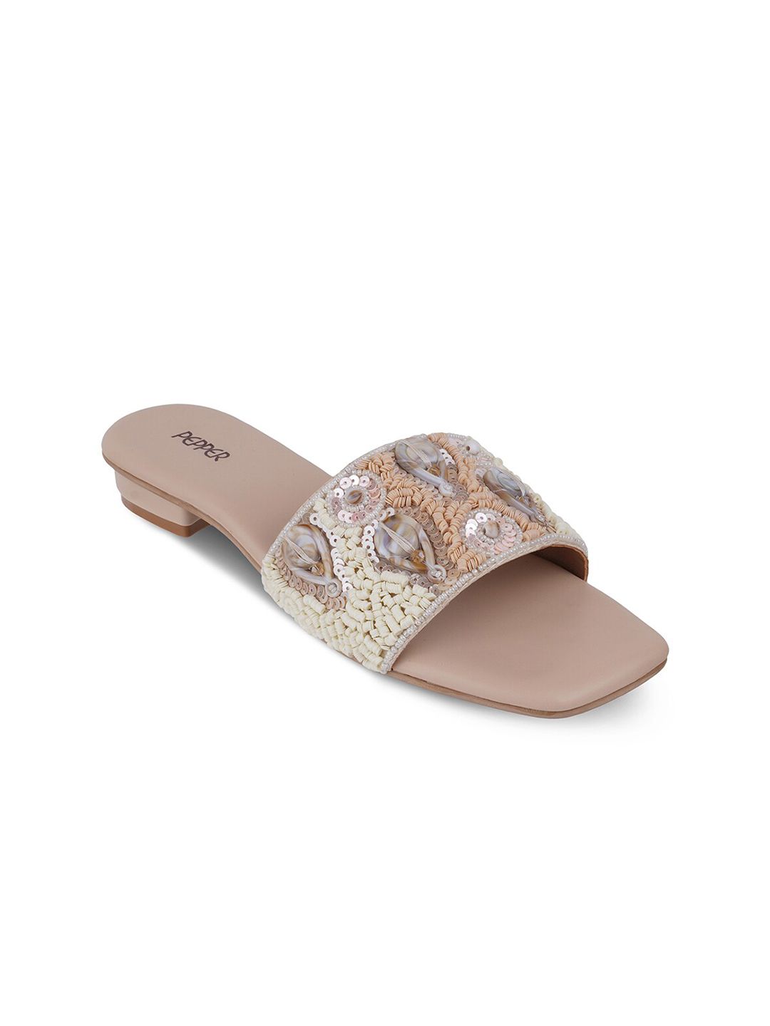 PEPPER Embellished Open Toe Flats Price in India