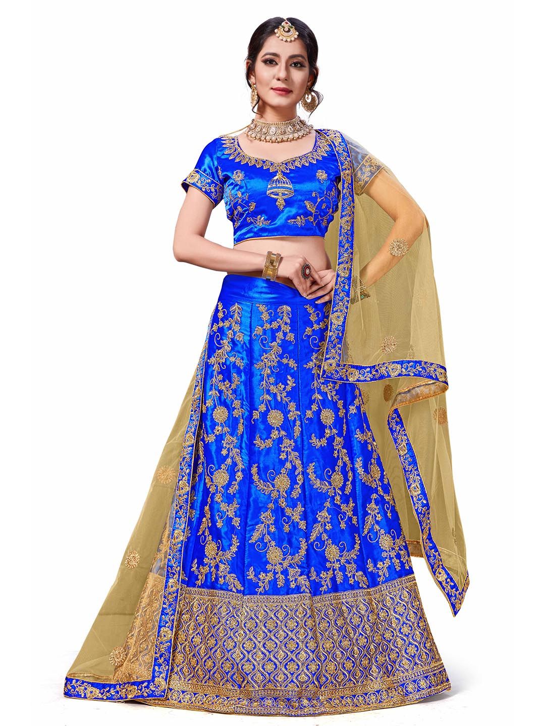 MANVAA Embroidered Semi-Stitched Lehenga & Unstitched Blouse With Dupatta