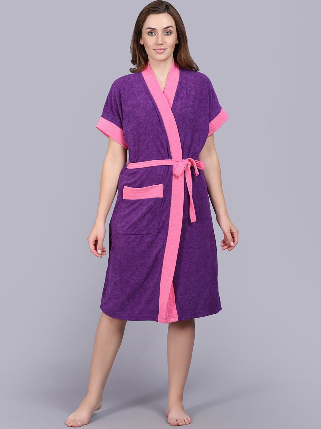 POORAK Women Shawl Collar Bath Terry Robe