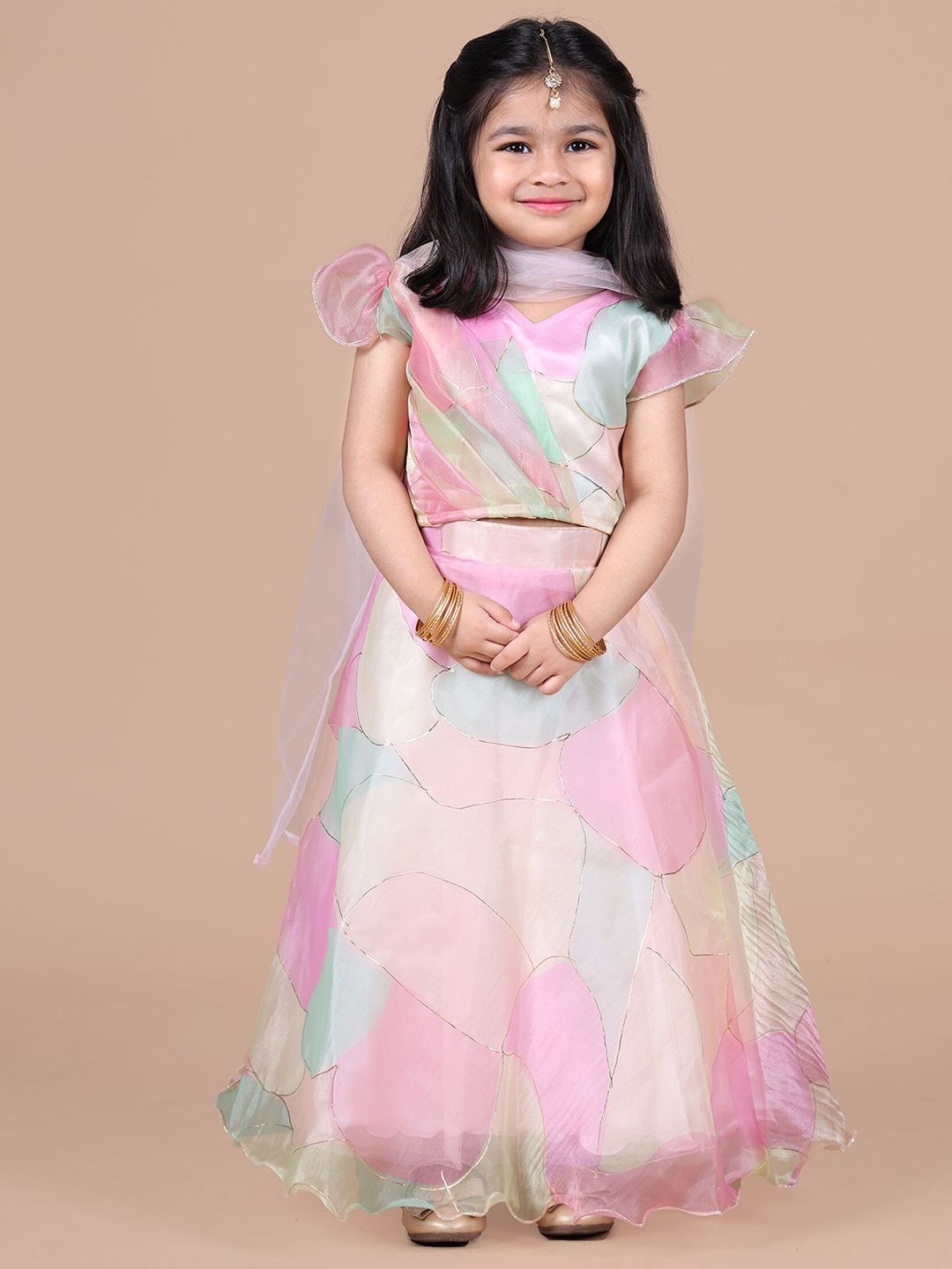 BAESD Girls Embellished Ready to Wear Lehenga & Blouse With Dupatta
