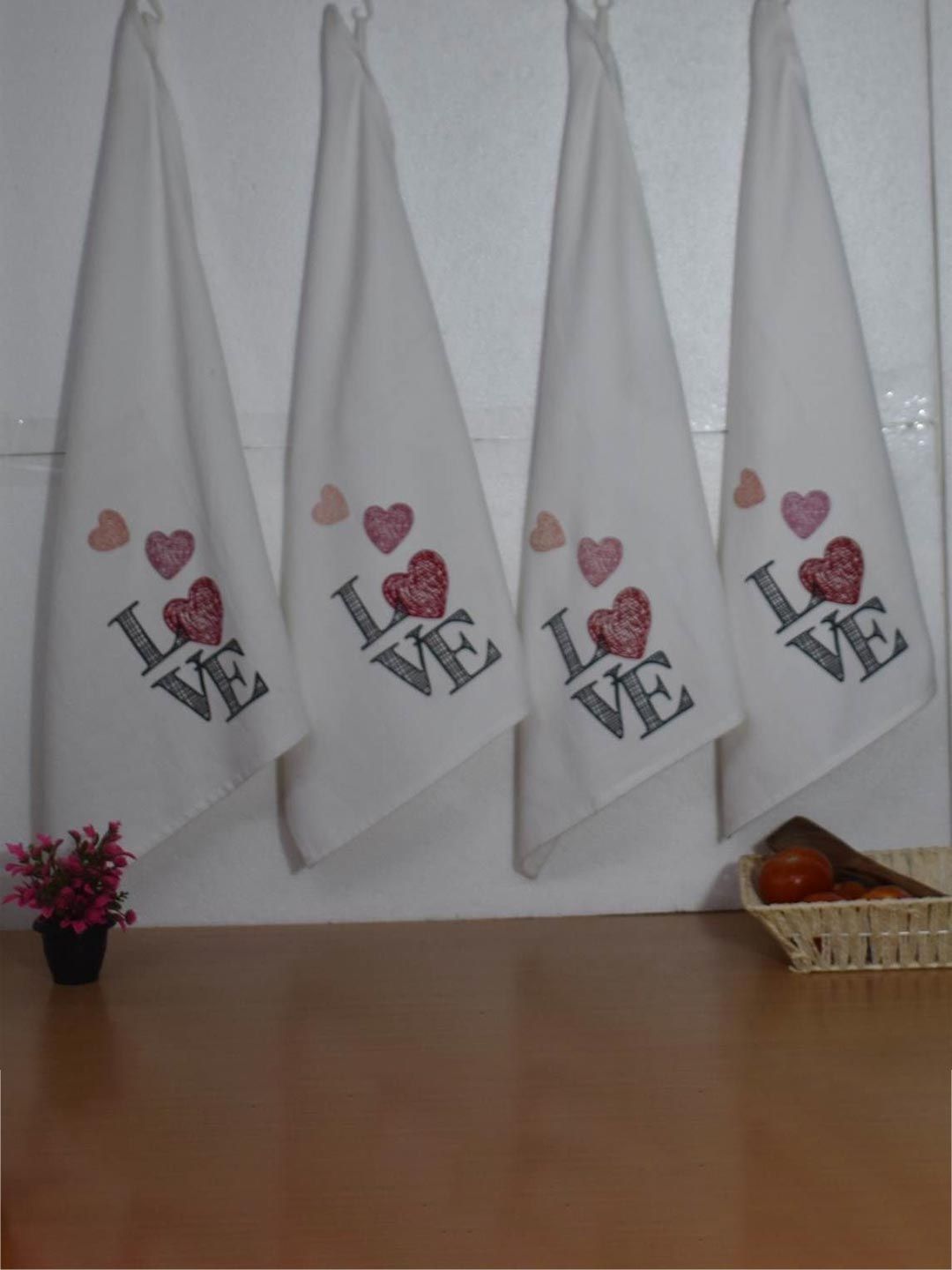 Aura White 4 Pieces 300 GSM Cotton Hand Towels