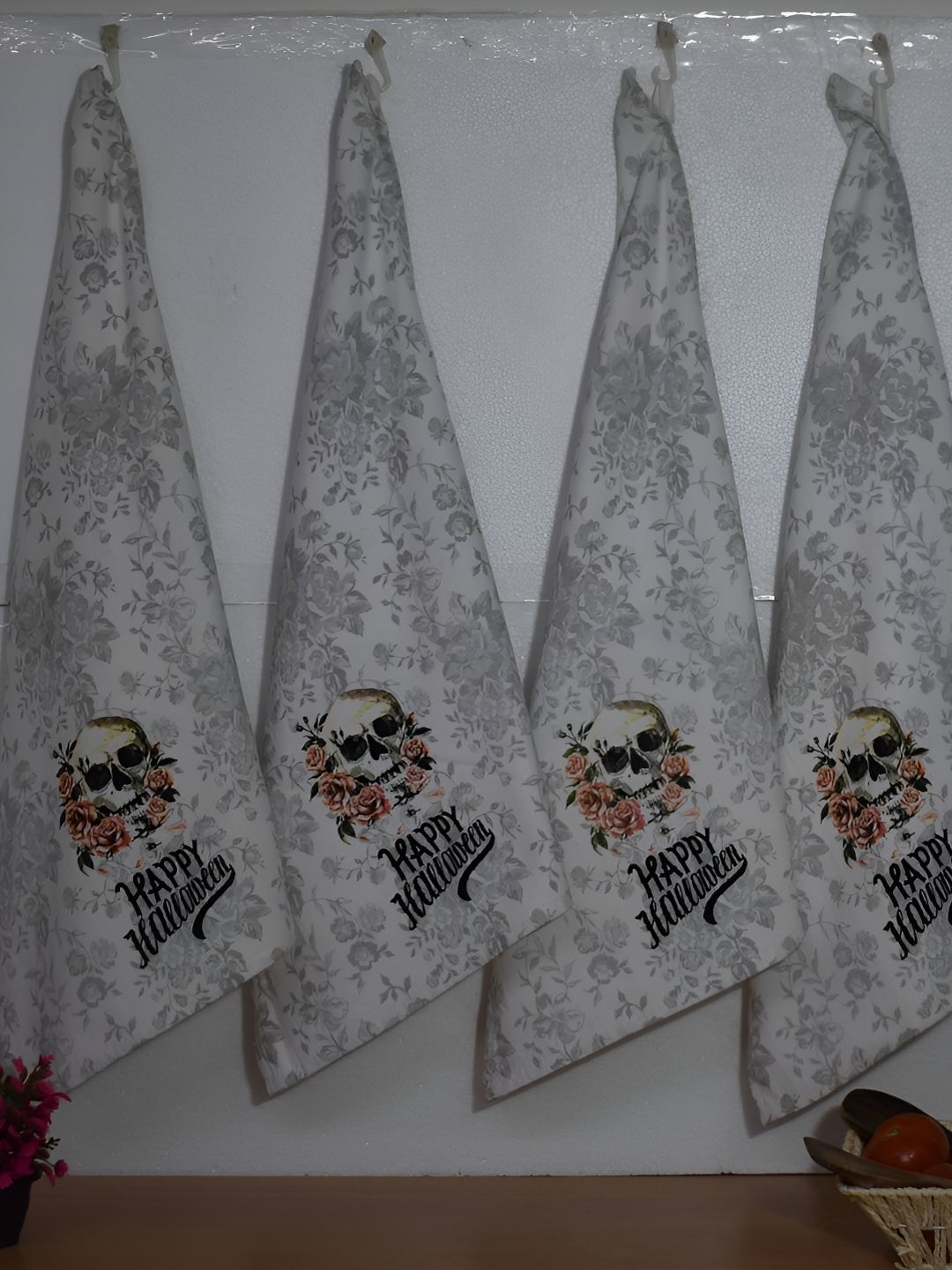 Aura Grey 4 Pieces Printed 300 GSM Cotton Hand Towels