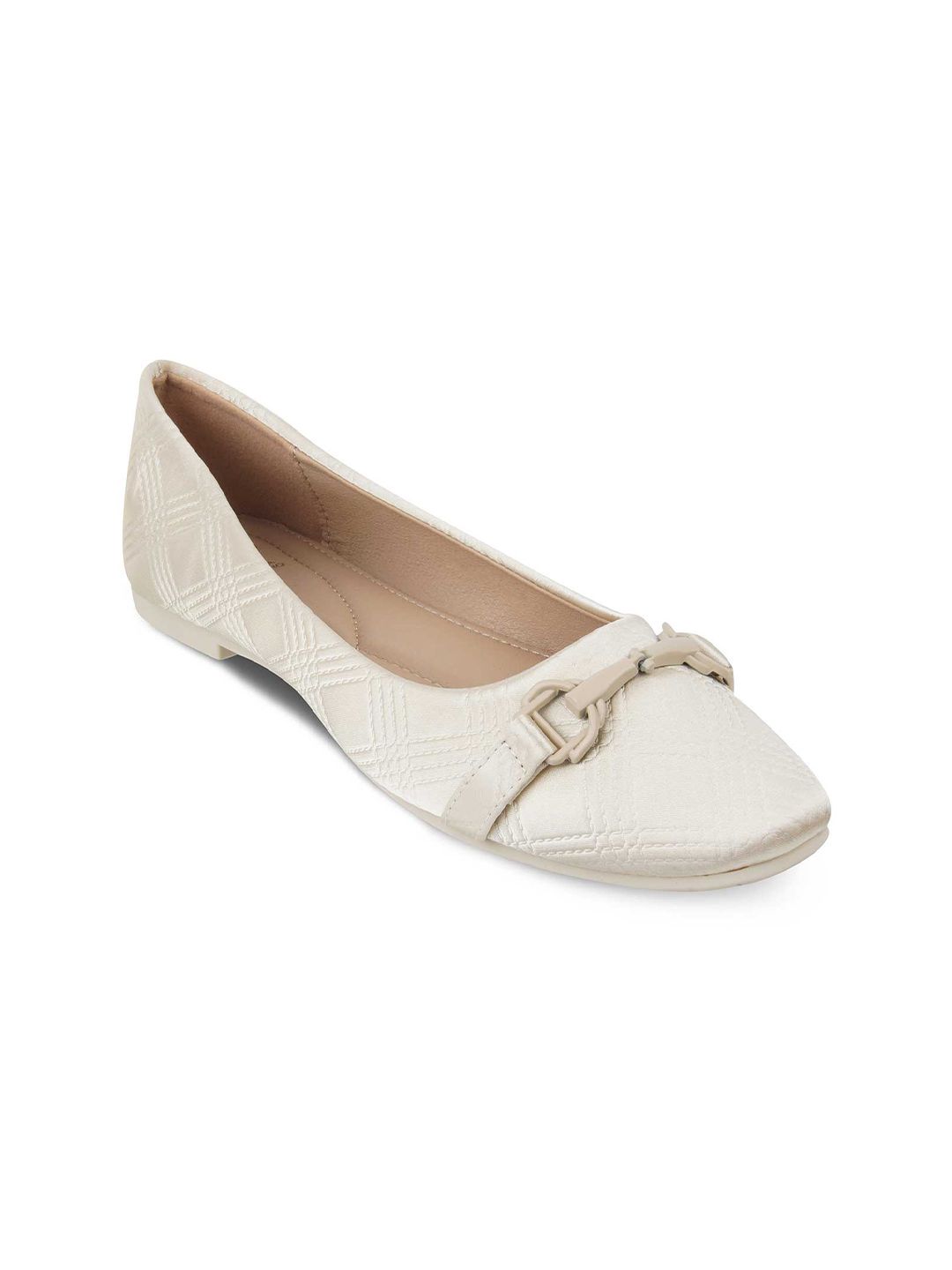 Tresmode Textured Round Toe Buckles Ballerinas