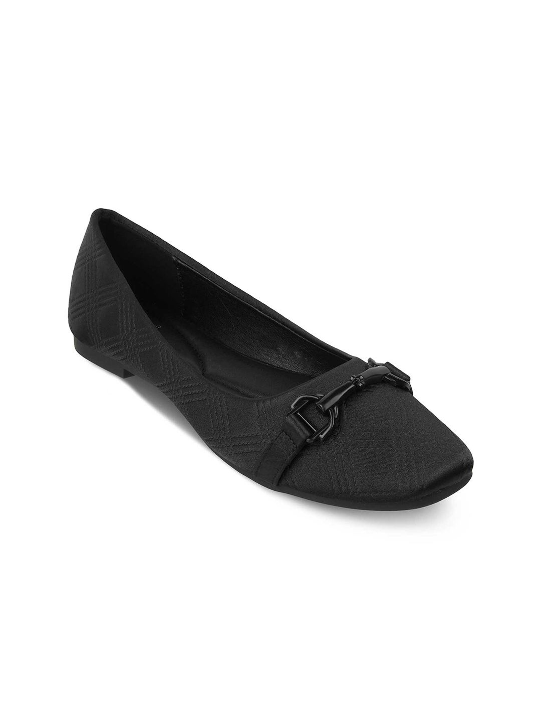 Tresmode Textured Buckles Round Toe Ballerinas