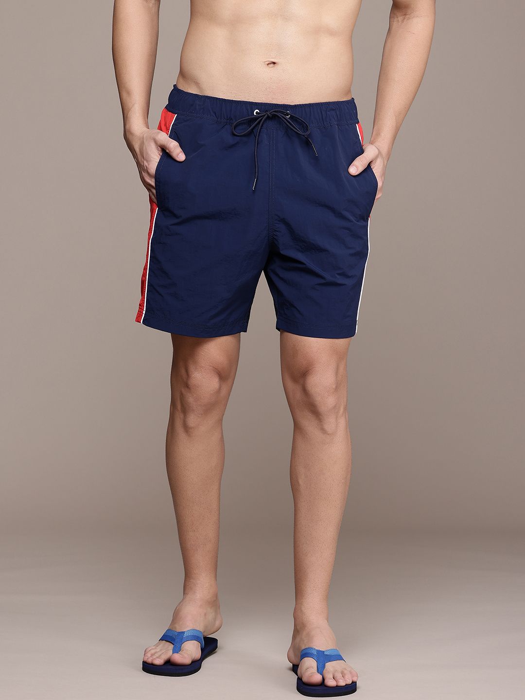 Buy Nautica Men Brand Logo Printed Detailed Swimming Shorts - Swim