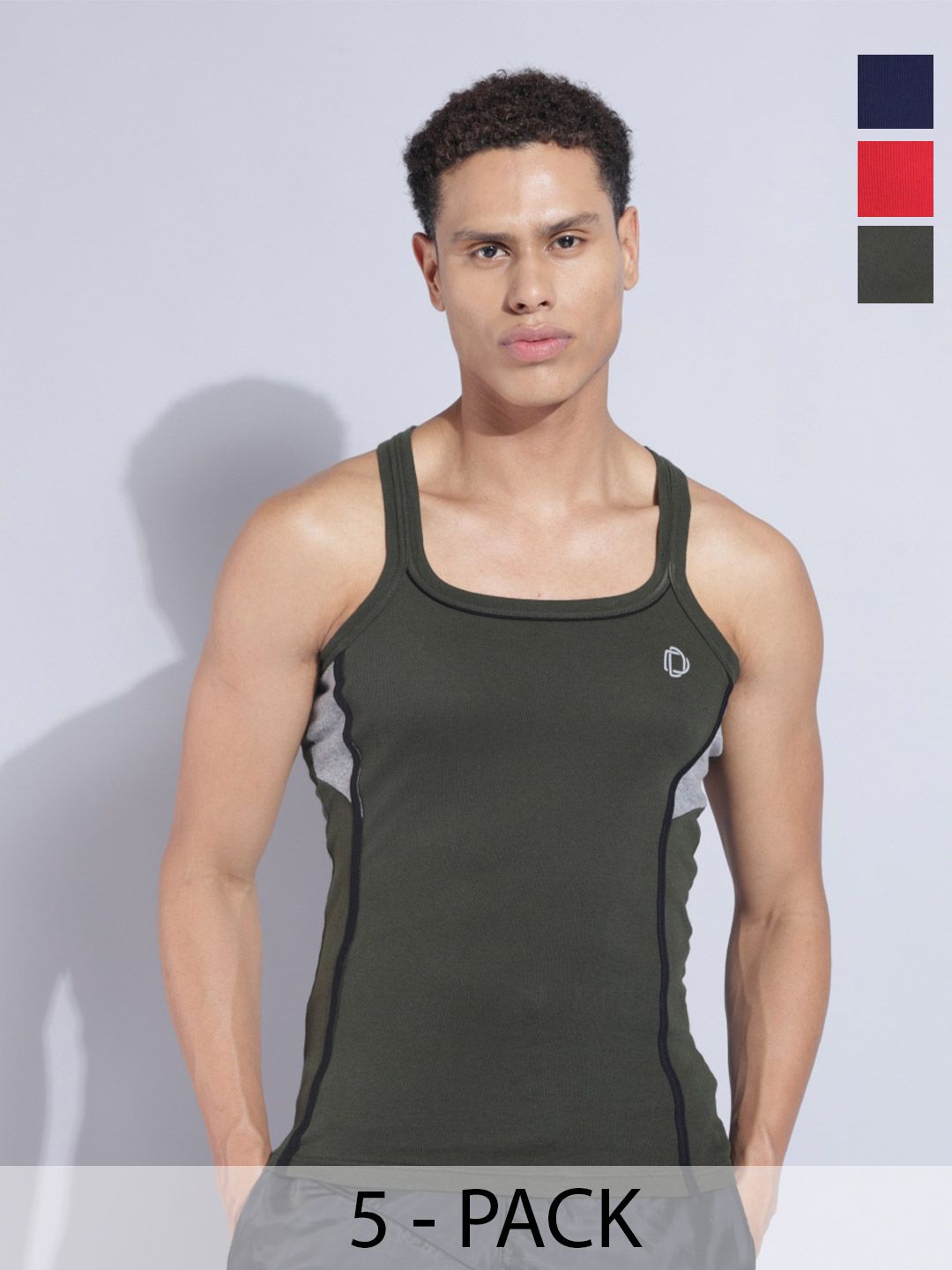 Dollar Bigboss Men Solid Pack of 5 Premium Combed Cotton Gym Vest