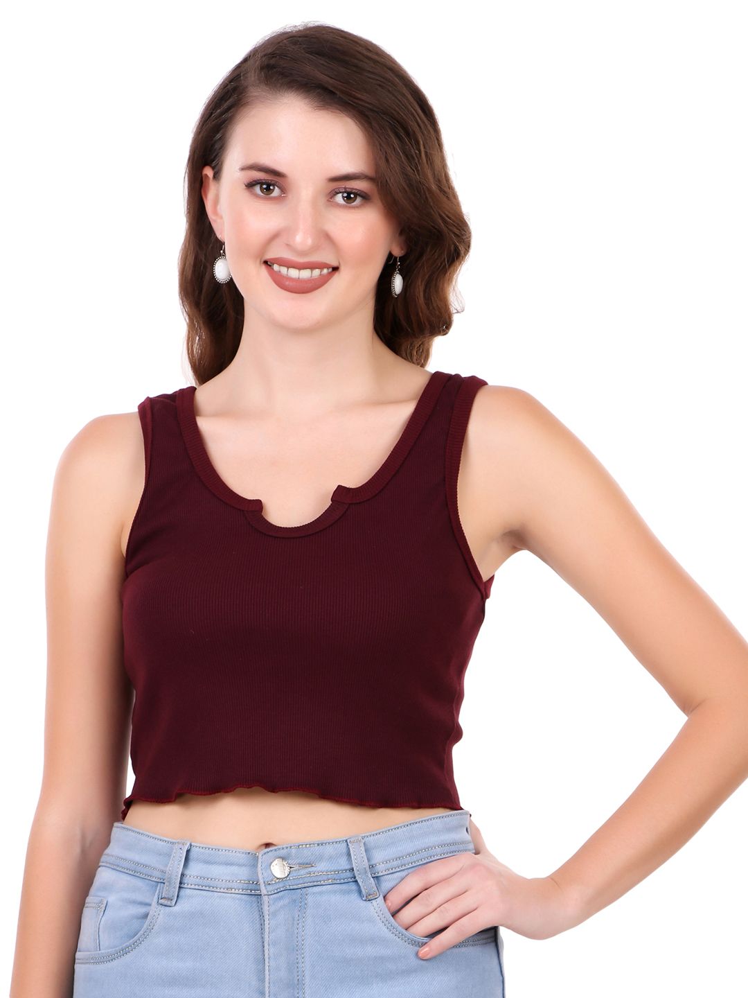 BAESD Scoop Neck Cotton Fitted Crop Top Price in India