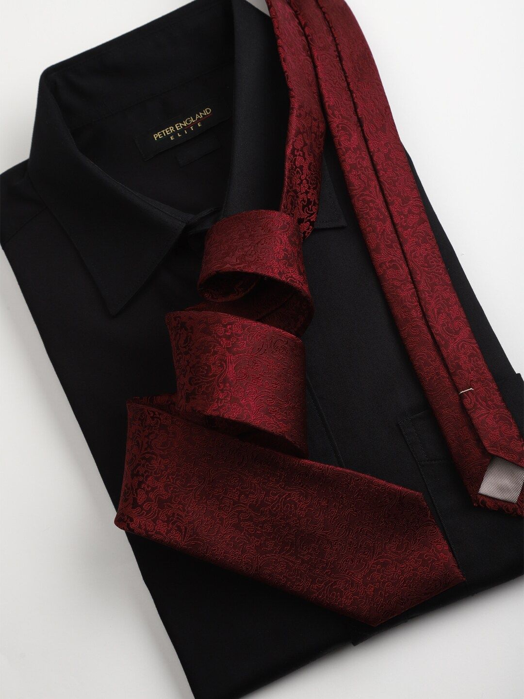 Peter England Men Woven Design Broad Tie