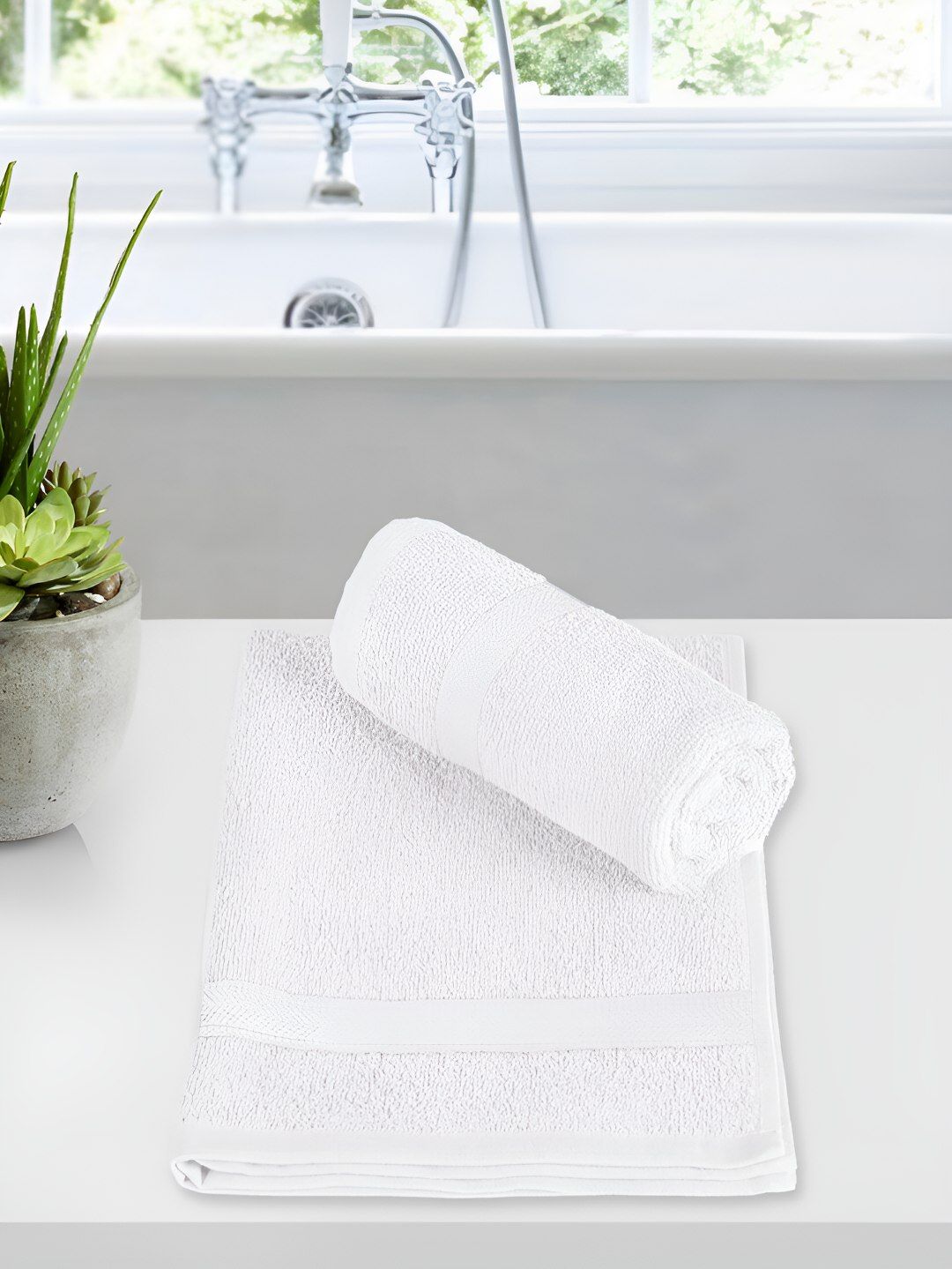 Story@home White 2 Pieces 550 GSM Cotton Hand Towels