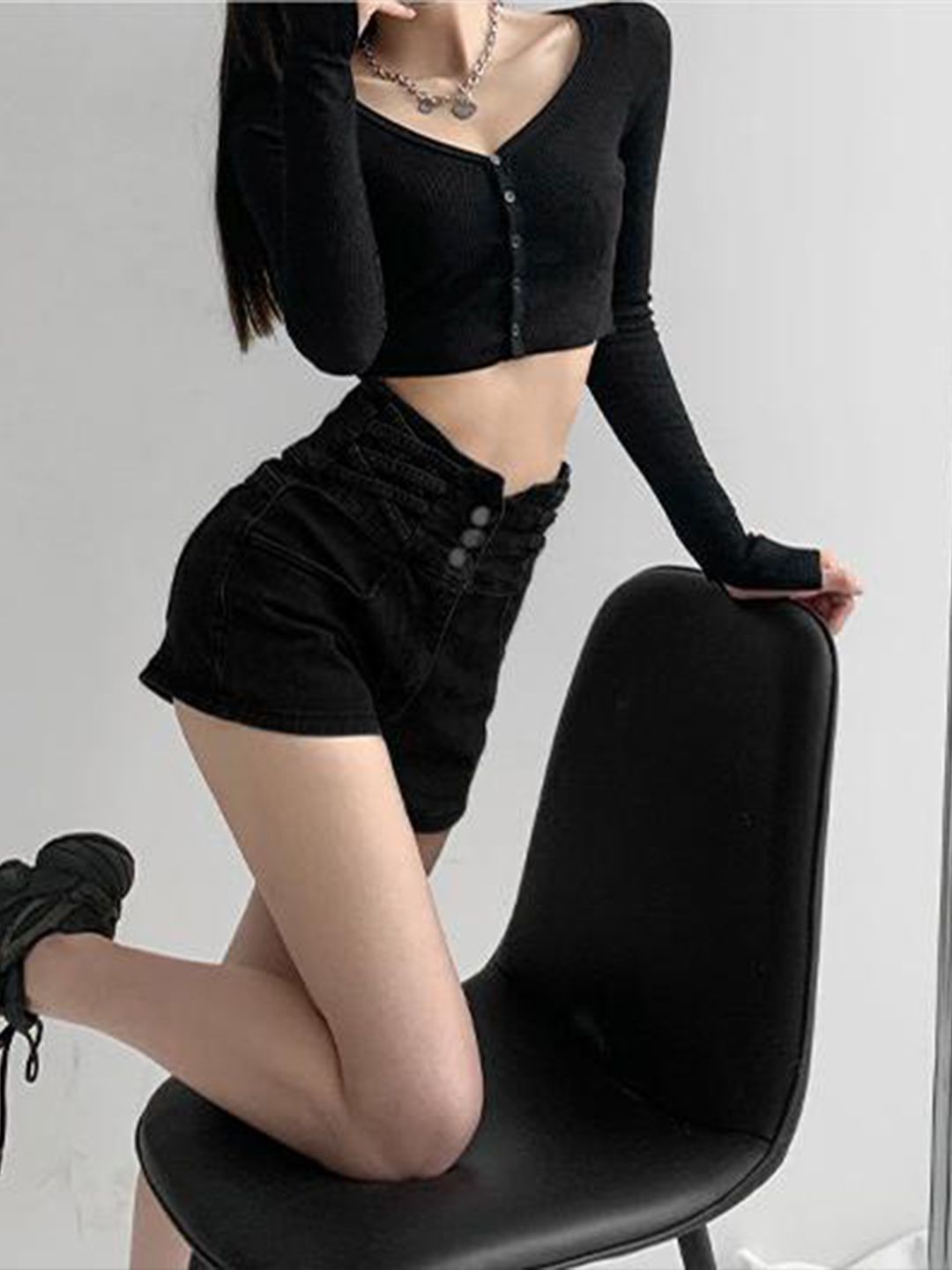 StyleCast Women Black High-Rise Cotton Shorts Price in India